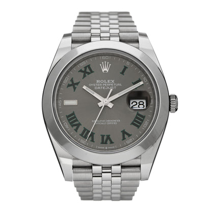 Rolex Stainless Steel 41mm Oyster Perpetual Wimbledon Datejust Watch Slate 126300 1 of 5
