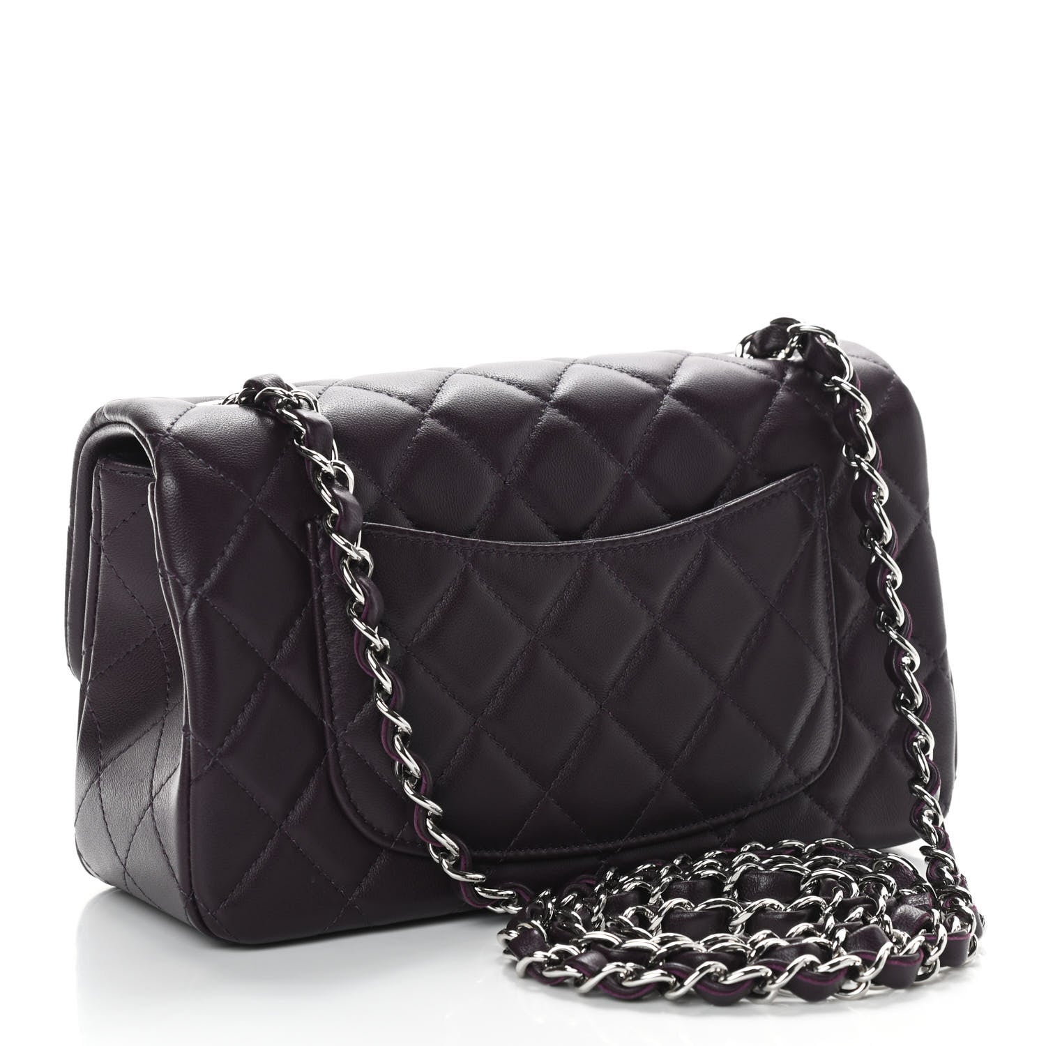 Chanel Lambskin Quilted Mini Rectangular Flap Dark Purple 2 of 8