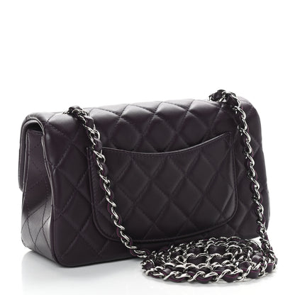 Chanel Lambskin Quilted Mini Rectangular Flap Dark Purple 2 of 8