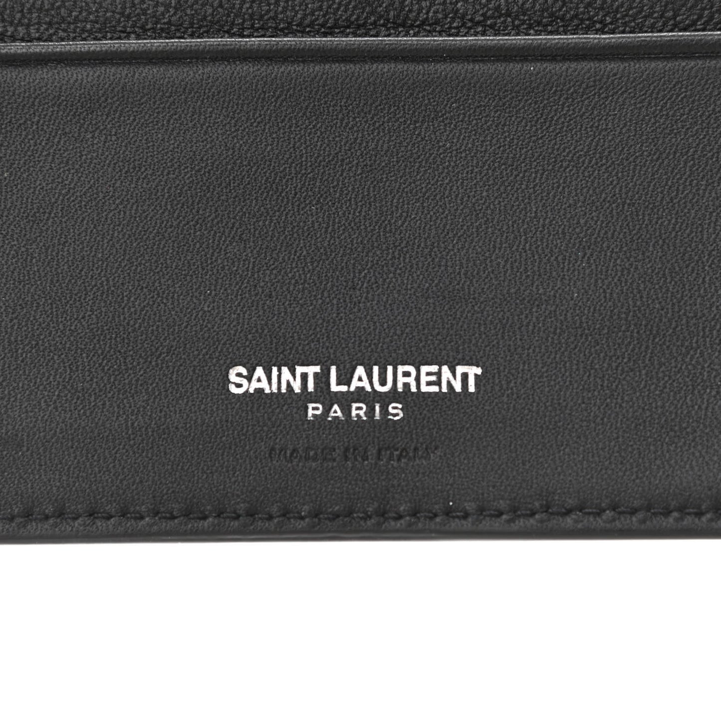 Calfskin Embroidered Bill Clip Card Case Black