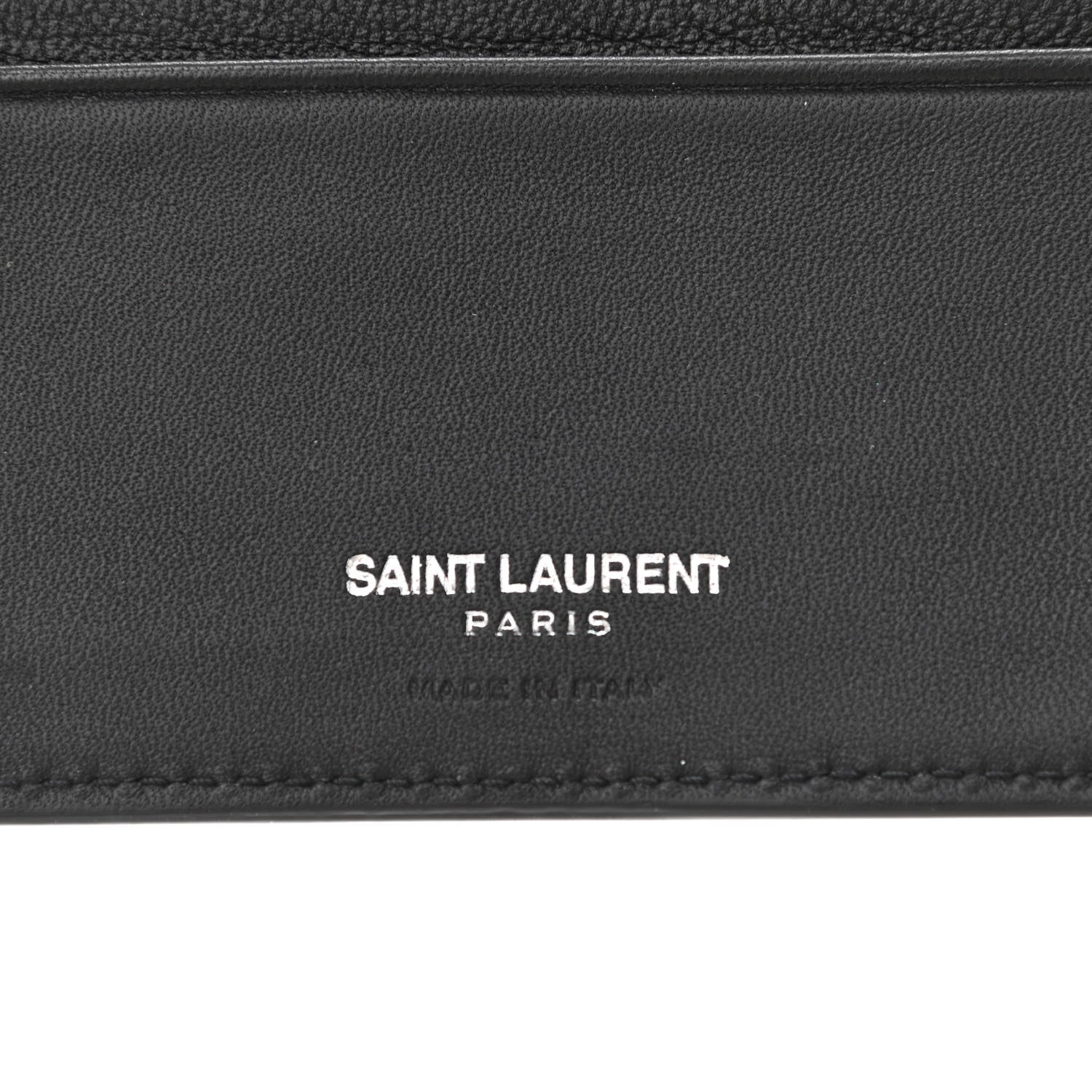 Saint Laurent Calfskin Embroidered Bill Clip Card Case Black 6 of 7