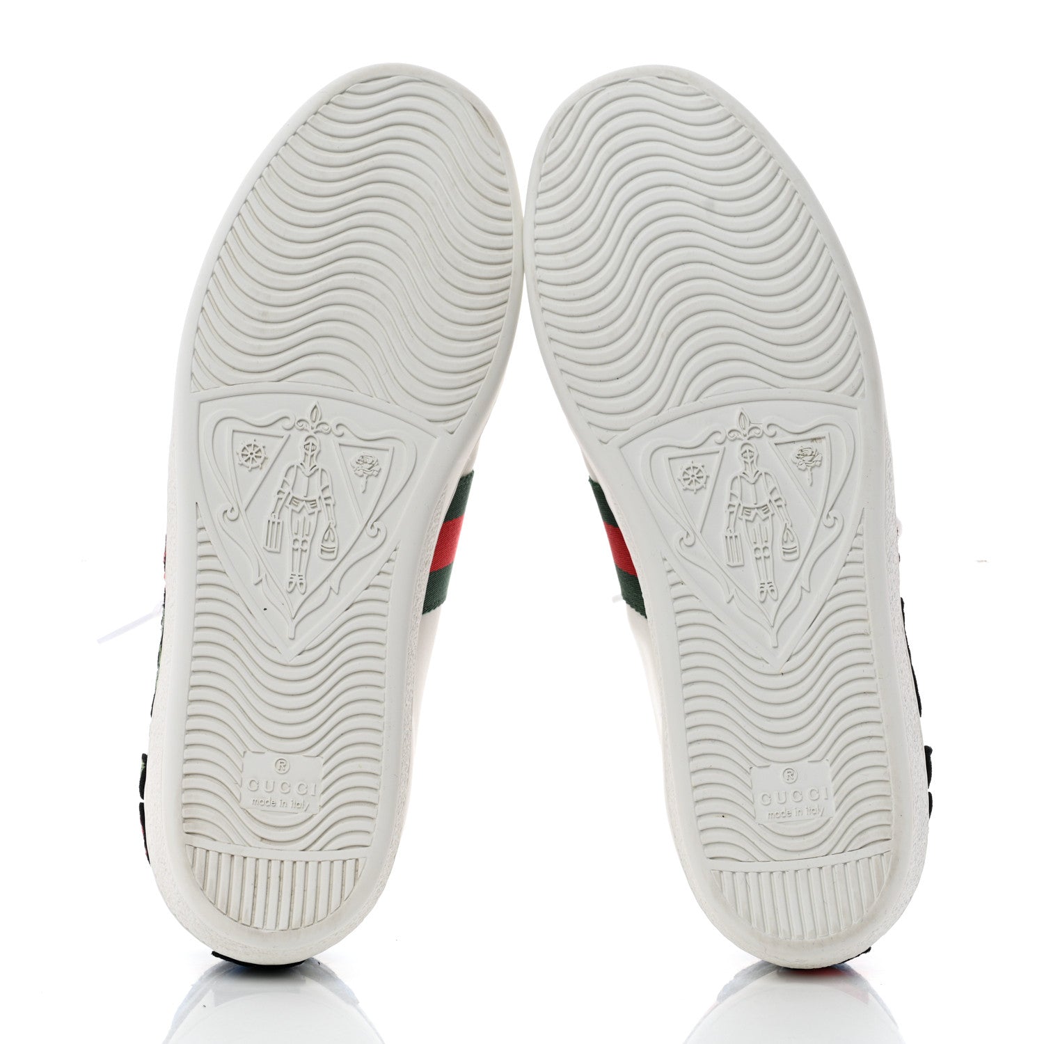 Gucci Calfskin Web Floral Embroidered Ace Sneakers 39.5 White 5 of 9