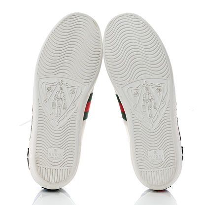 Gucci Calfskin Web Floral Embroidered Ace Sneakers 39.5 White 5 of 9