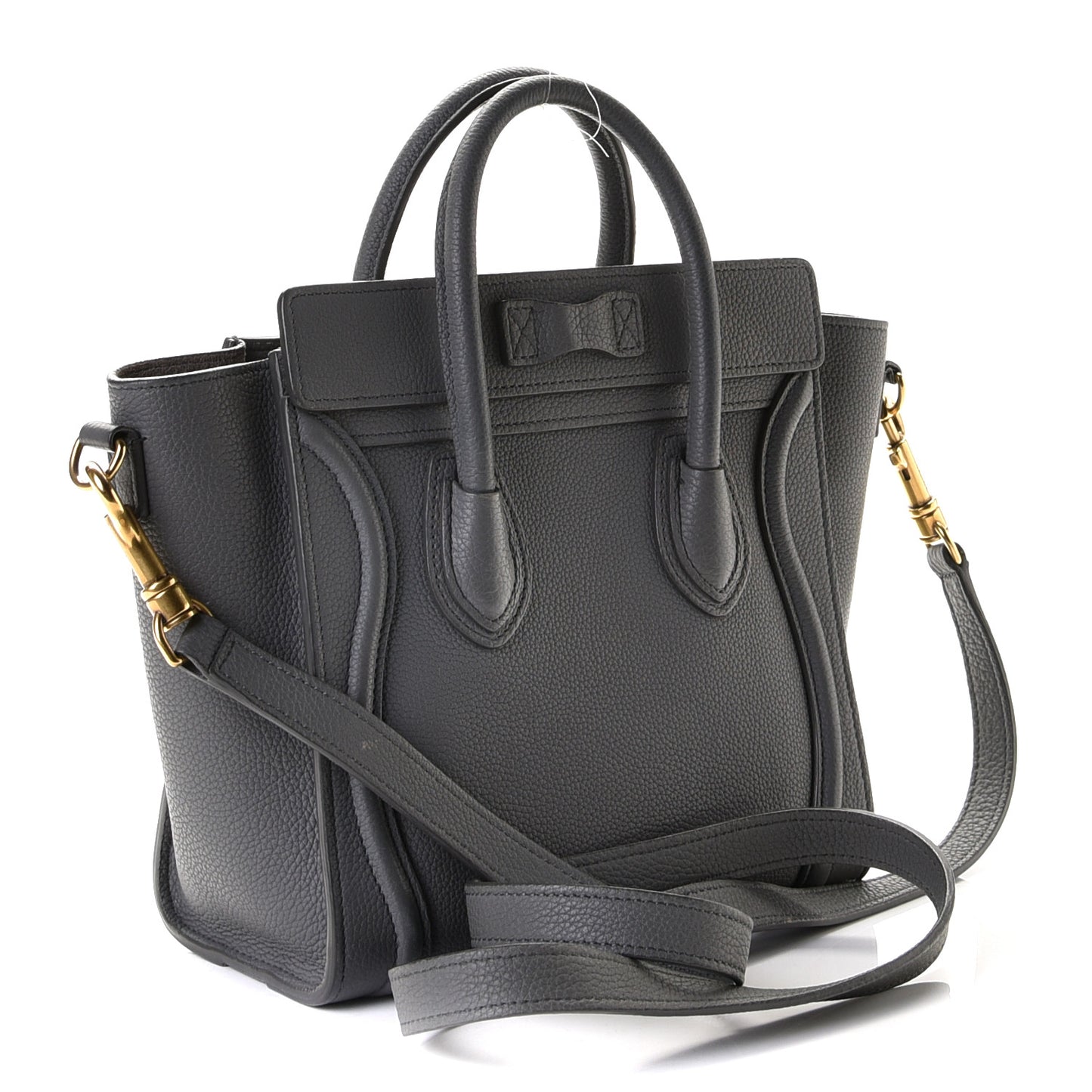 Drummed Calfskin Nano Luggage Kohl