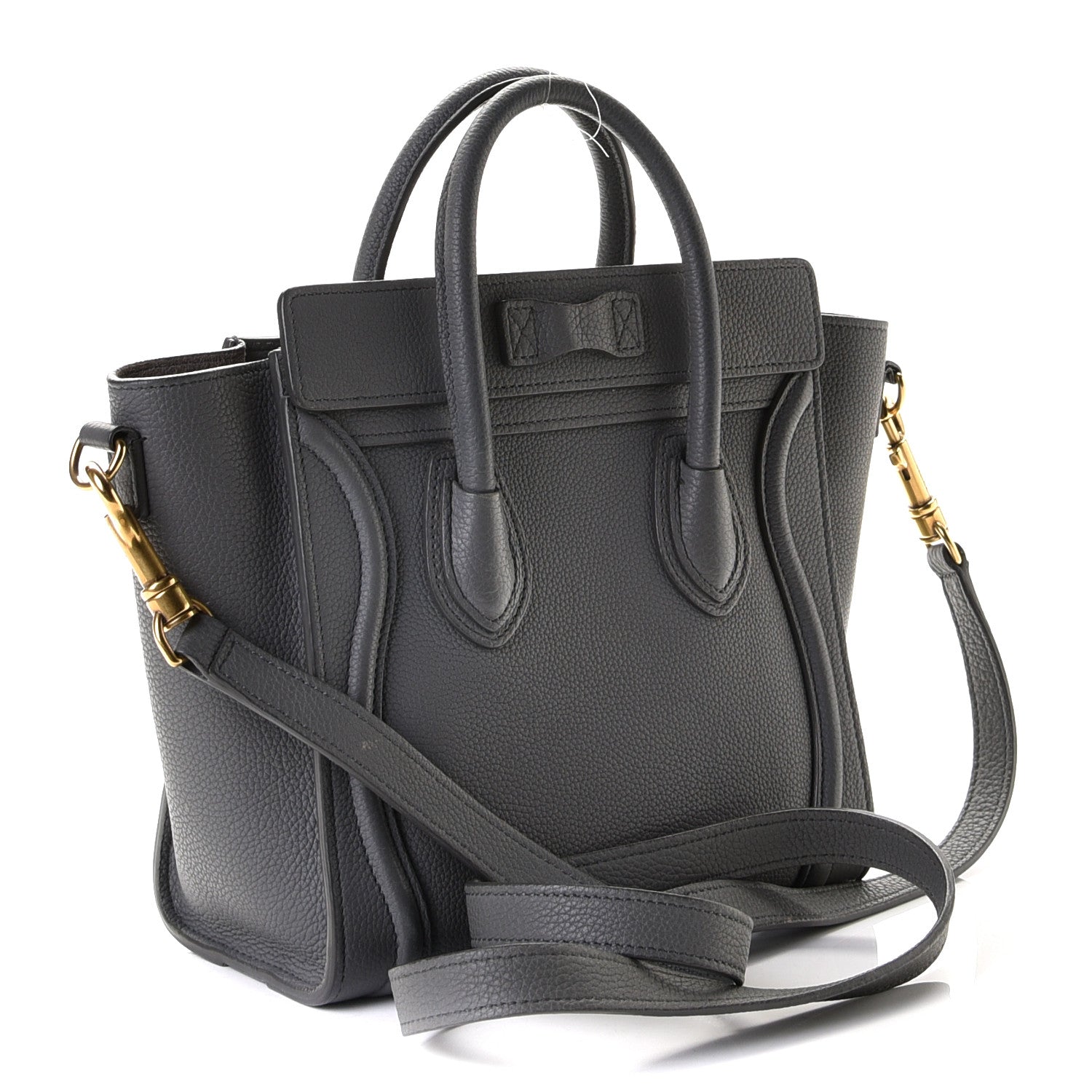 Celine Drummed Calfskin Nano Luggage Kohl 3 of 7