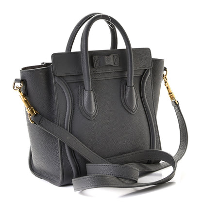 Celine Drummed Calfskin Nano Luggage Kohl 3 of 7