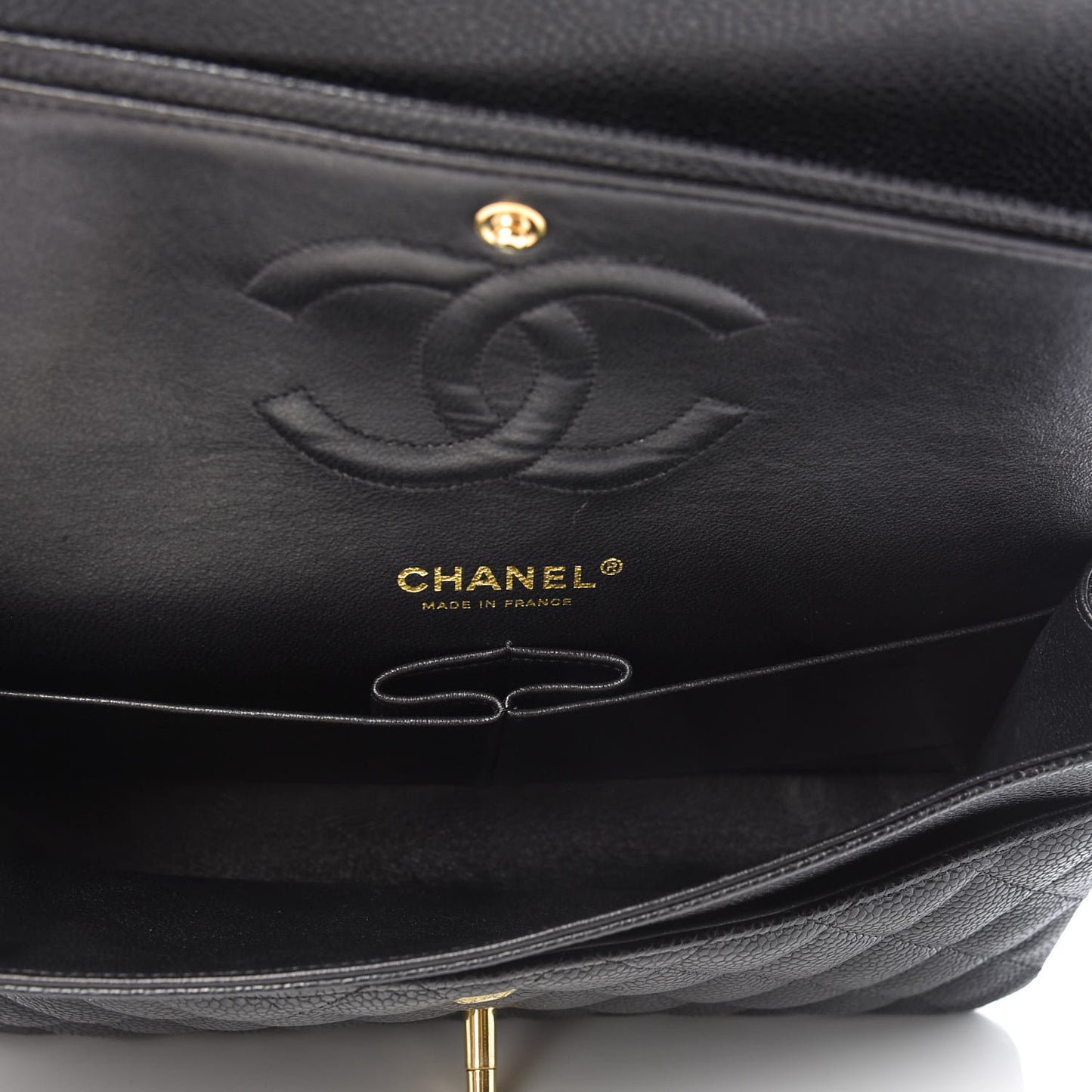 Caviar Quilted Medium Double Flap Black