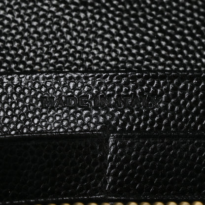 Saint Laurent Grain De Poudre Matelasse Chevron Monogram Chain Wallet Black 7 of 7