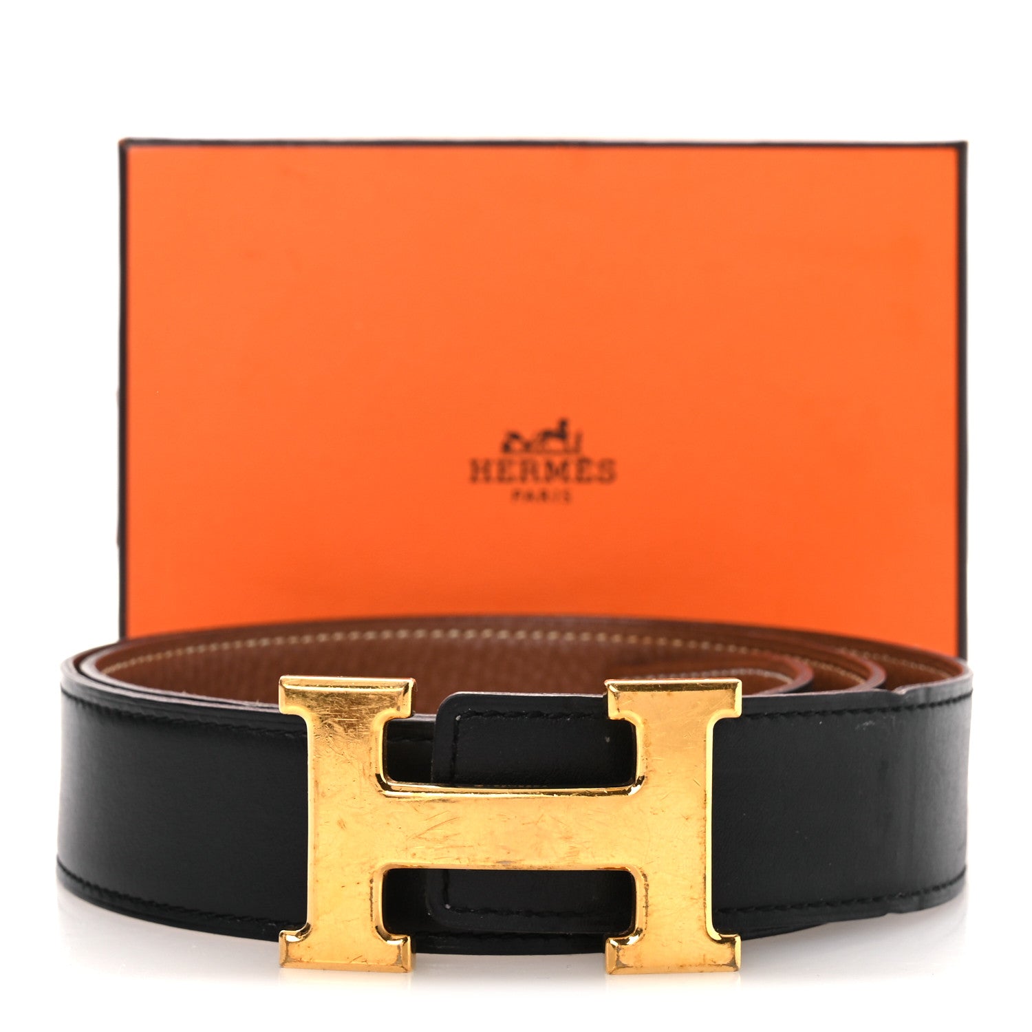 HERMES ボックス/クシュベル Hベルト ブラック/ゴールド Hermes Box Courchevel 32mm H Belt 80 32 Black Gold 1784114