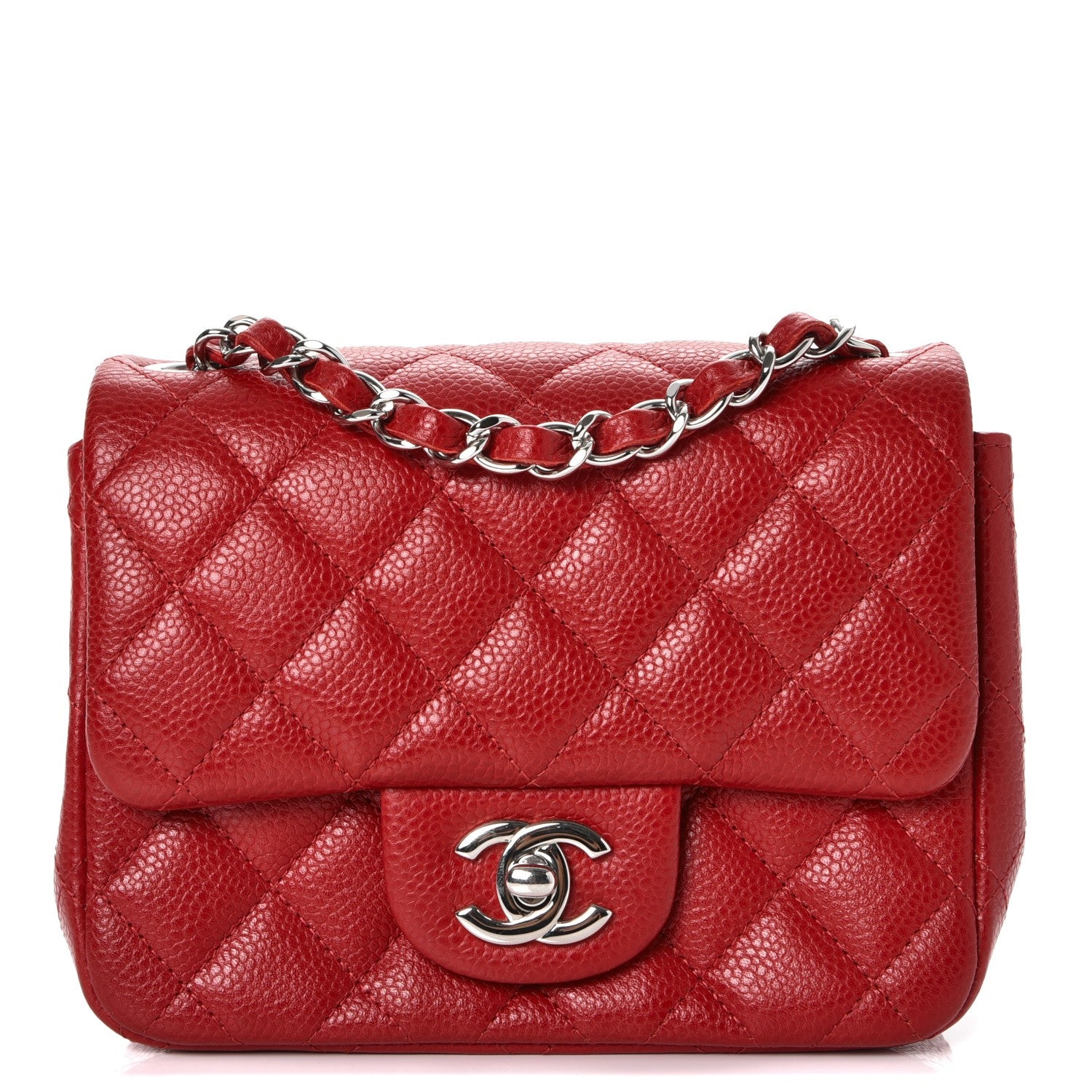 Chanel Caviar Quilted Mini Square Flap Dark Red 1 of 8
