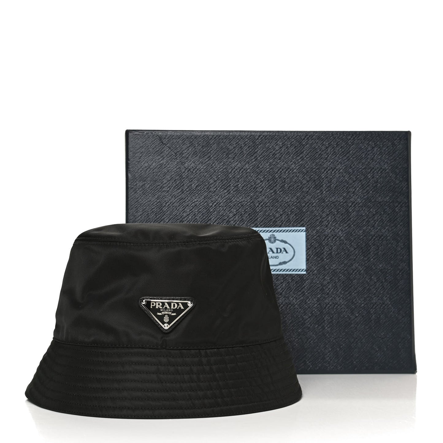 Re-Nylon Metal Triangle Logo Mens Bucket Hat XL Black