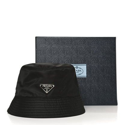 Prada Re-Nylon Metal Triangle Logo Mens Bucket Hat XL Black 7 of 7
