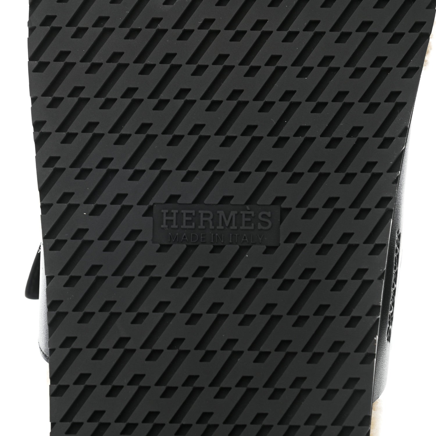 Hermes Veau Indios Woolskin Mens Chypre Sandals 46 Black Ecru 8 of 8