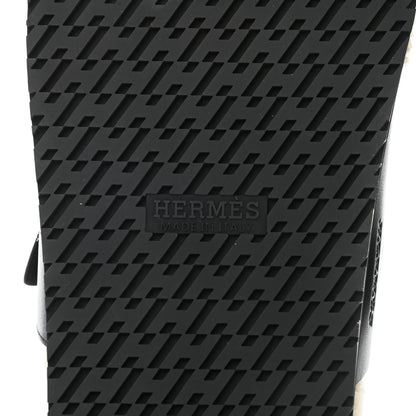 Hermes Veau Indios Woolskin Mens Chypre Sandals 46 Black Ecru 8 of 8