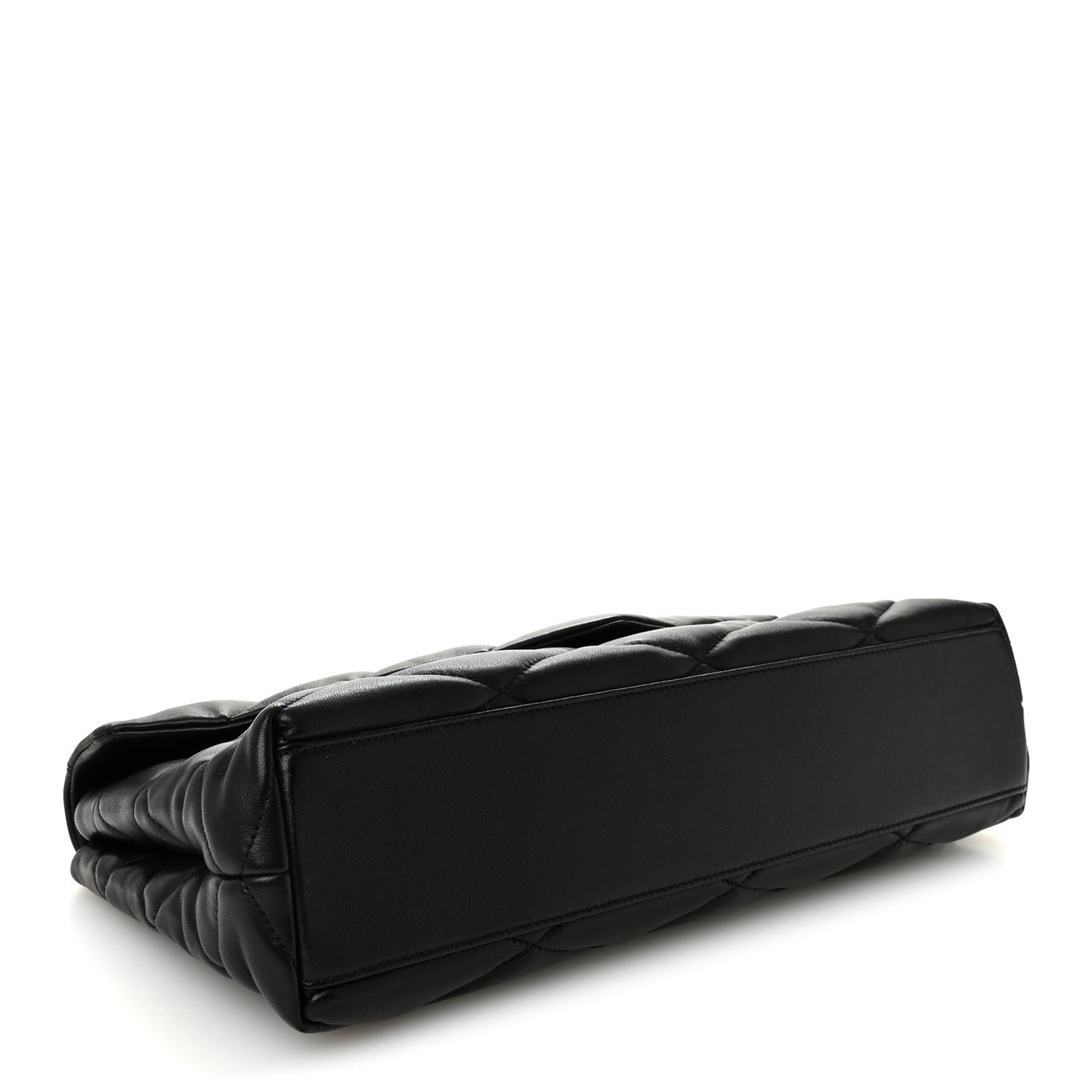Lambskin Quilted Sade Puffer Envelope Clutch  Black