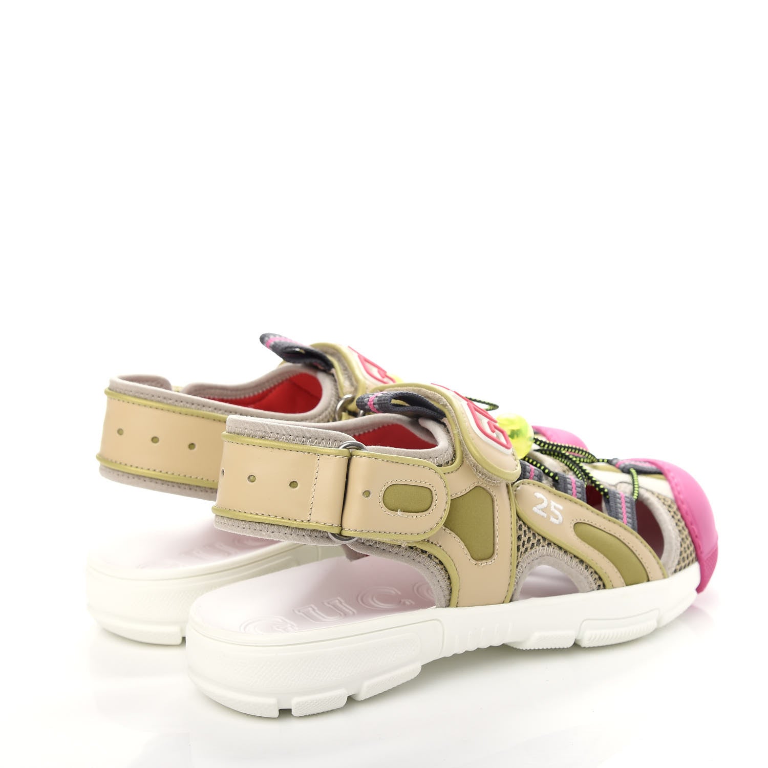 Gucci Mesh Fabric Tinsel Sport Sandals 36 Loess Sand Box Pink 4 of 10