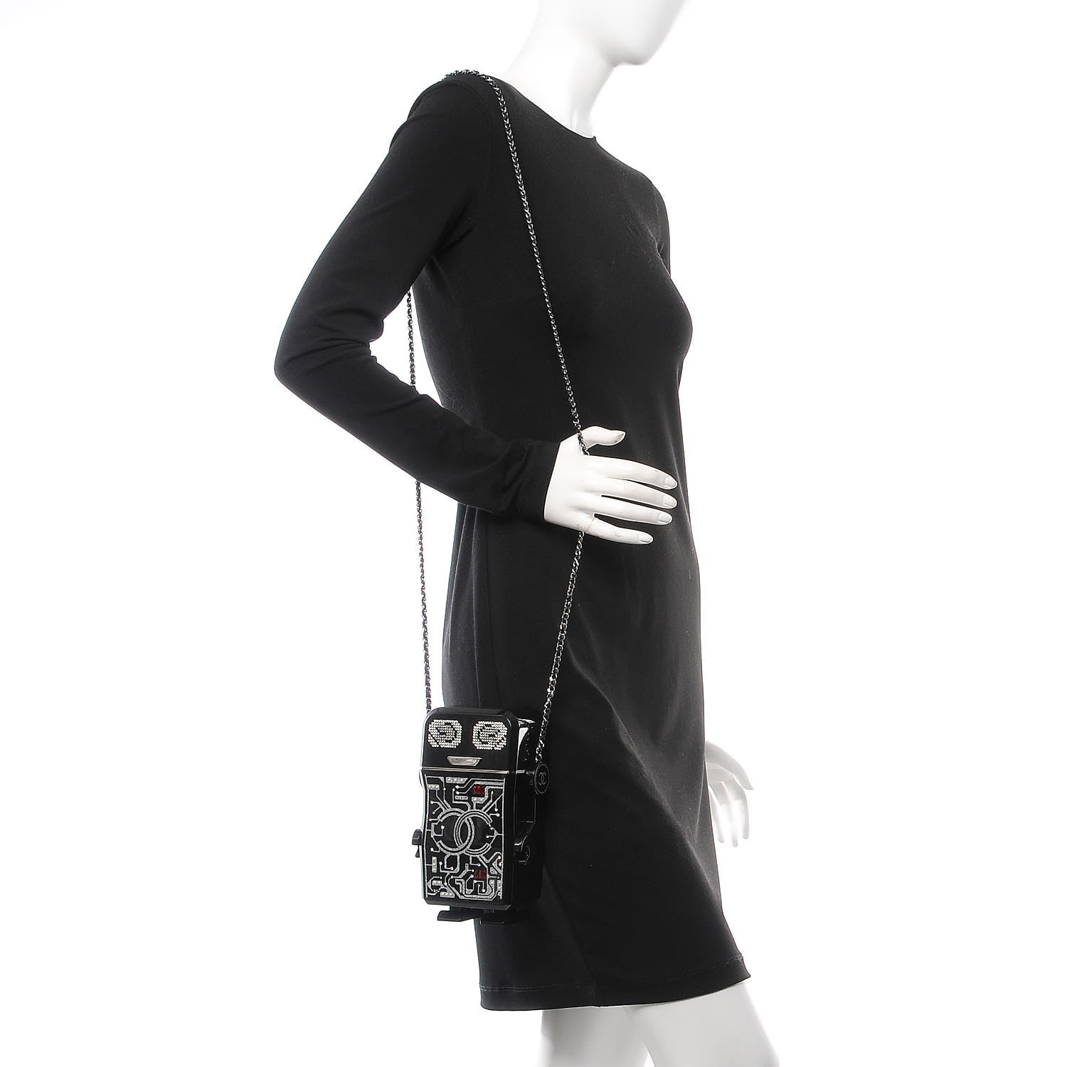 Chanel Plexiglass Crystal Robot Minaudiere Clutch Black 2 of 8