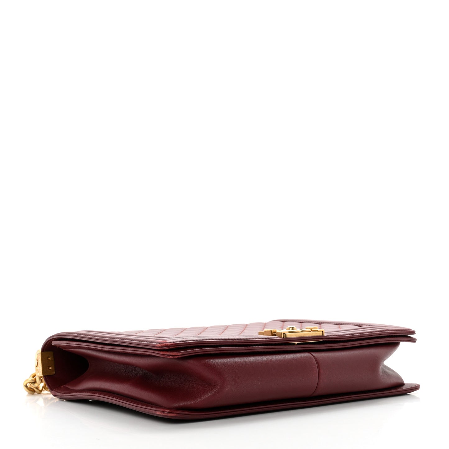 Lambskin Quilted Large Boy Flap Dark Red