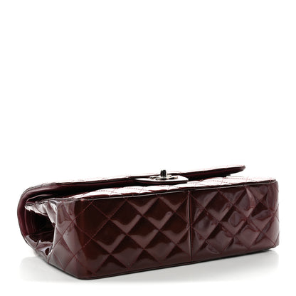 Chanel Striated Patent Quilted Jumbo Double Flap Burgundy 4 of 12