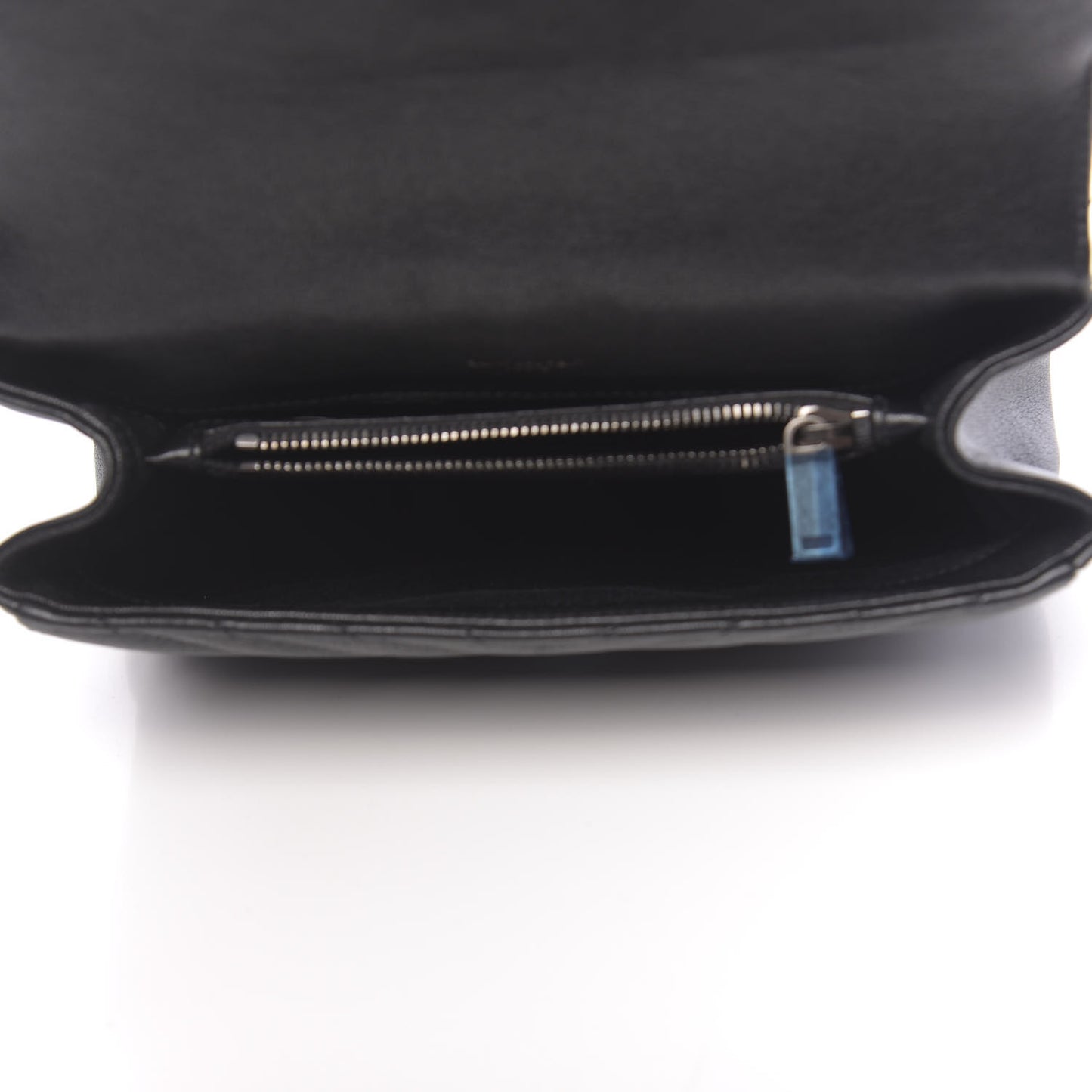 Sheepskin Matelasse Chevron Monogram Medium College Bag Black