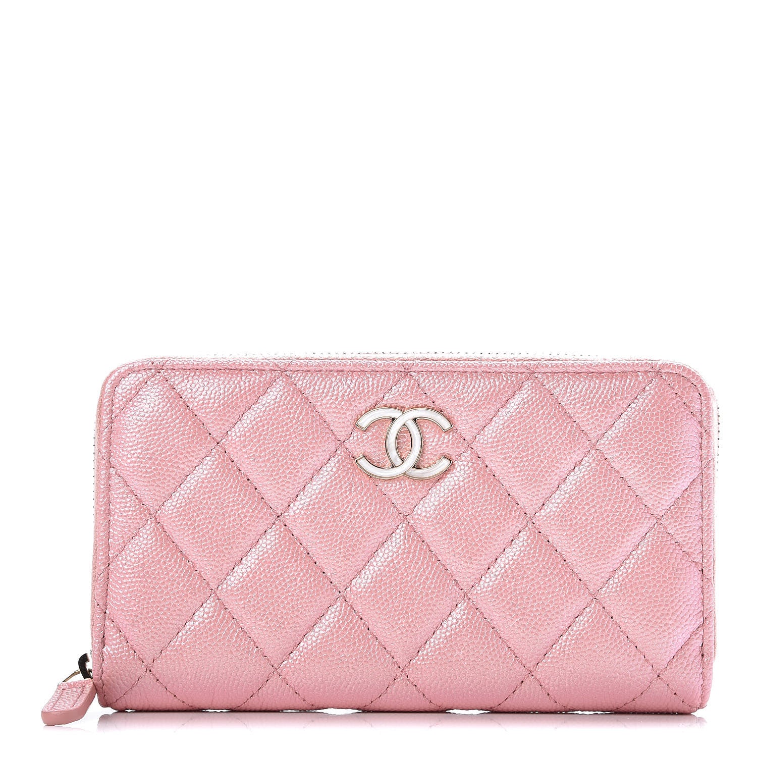 Chanel Iridescent Caviar Quilted Medium Zip Around Wallet Pink 1 of 7