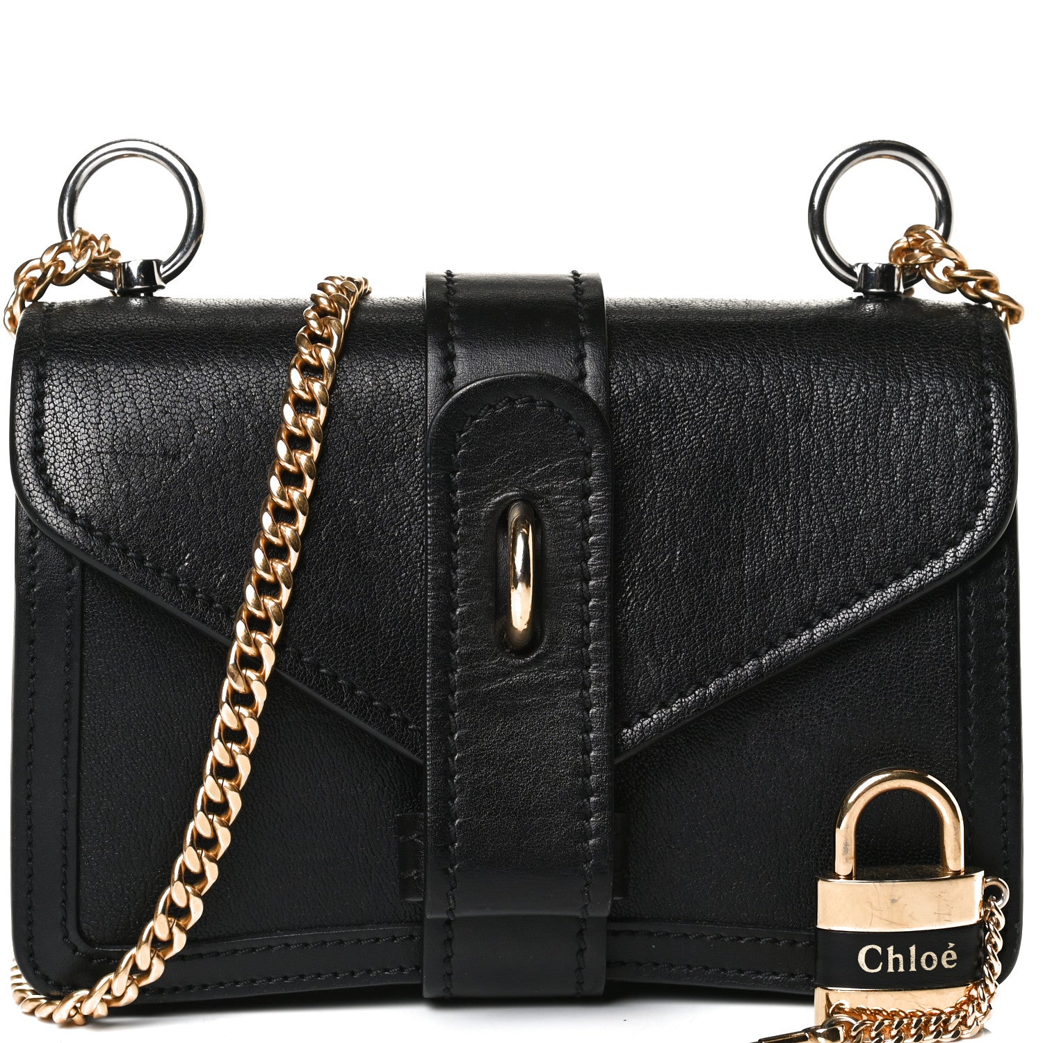 Chloe Shiny Goatskin Calfskin Aby Chain Shoulder Bag Black 15 of 15