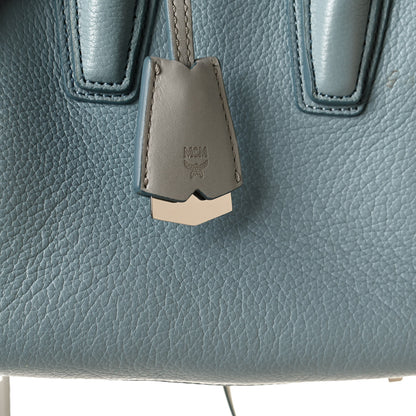 MCM Grained Calfskin Mini Milla Tote Sky Blue 12 of 13