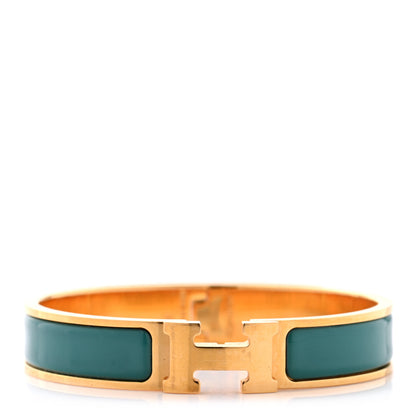 Hermes Enamel Narrow Clic Clac H Bracelet PM Malachite 1 of 4