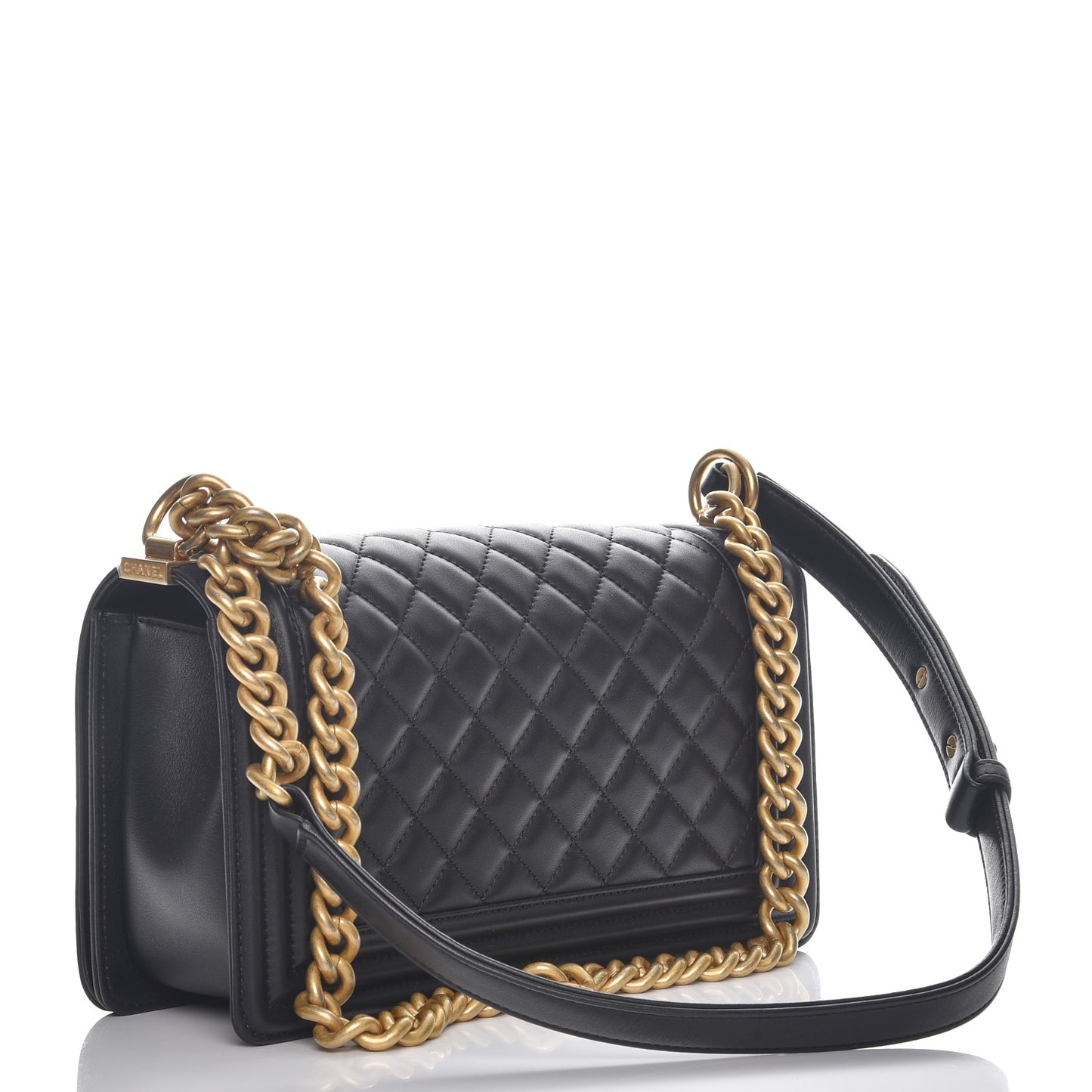 Lambskin Quilted Medium Boy Flap Black