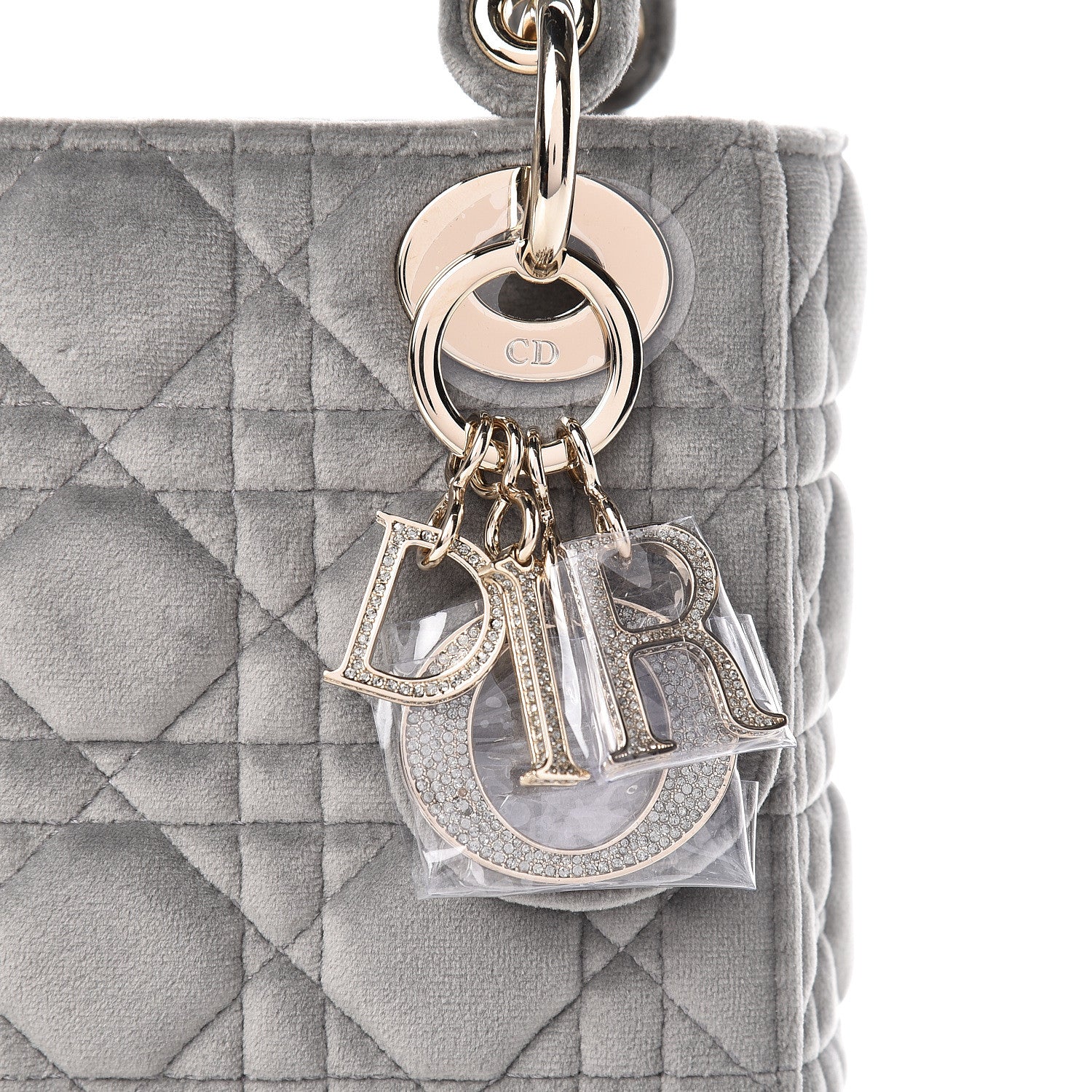 Christian Dior Velvet Mini Lady Dior Gray 10 of 11