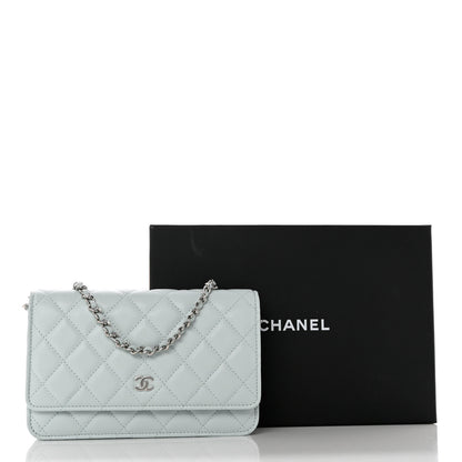 Chanel Caviar Quilted Wallet on Chain WOC Light Blue 9 of 9