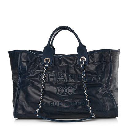 Chanel Glazed Calfskin Medium Deauville Tote Blue 1 of 10