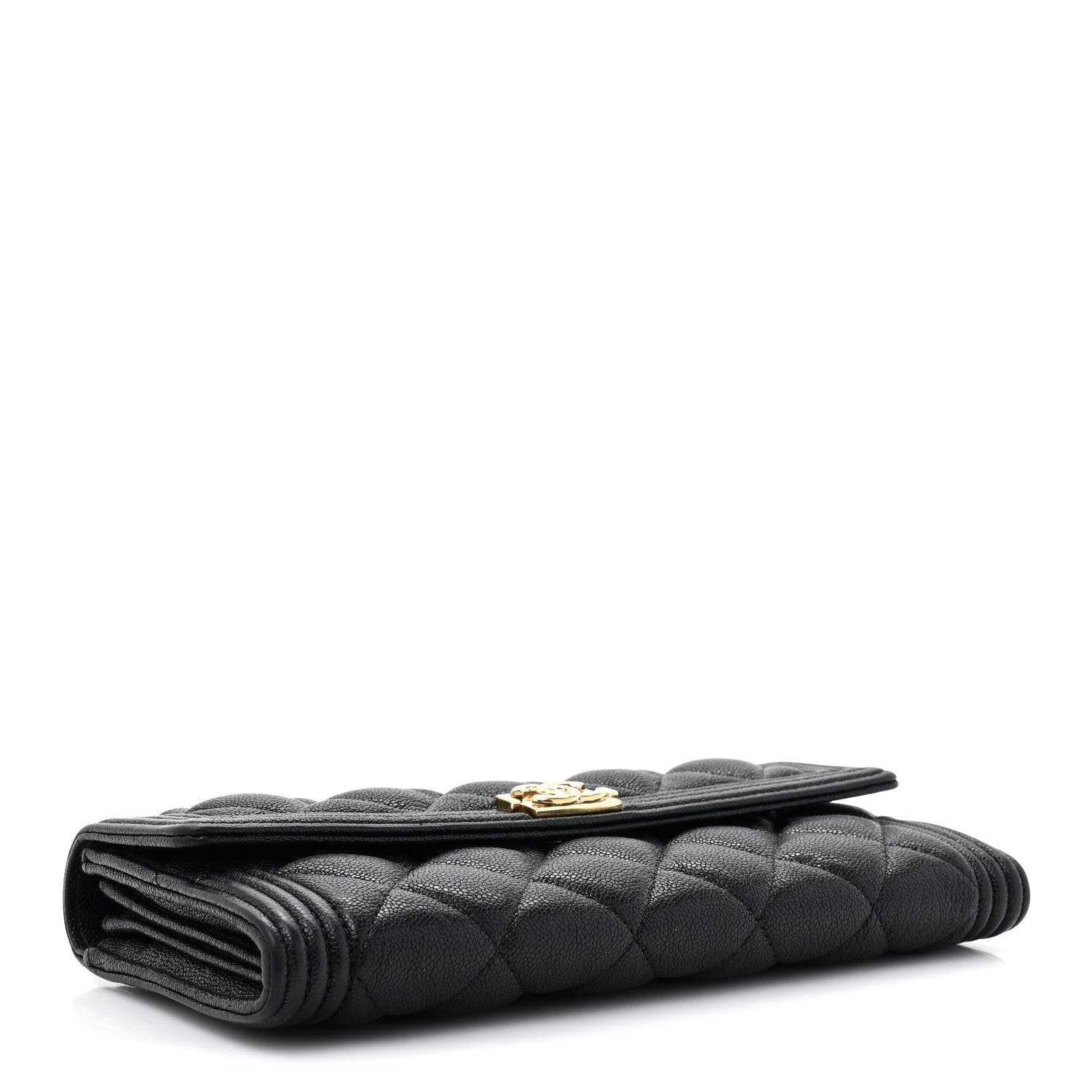 Chanel Caviar Quilted Large Boy Gusset Flap Wallet Black 4 of 12