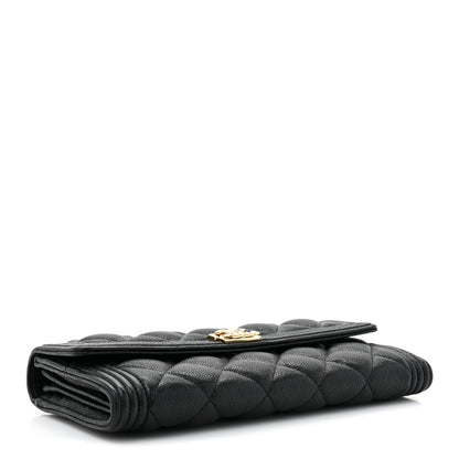 Chanel Caviar Quilted Large Boy Gusset Flap Wallet Black 4 of 12