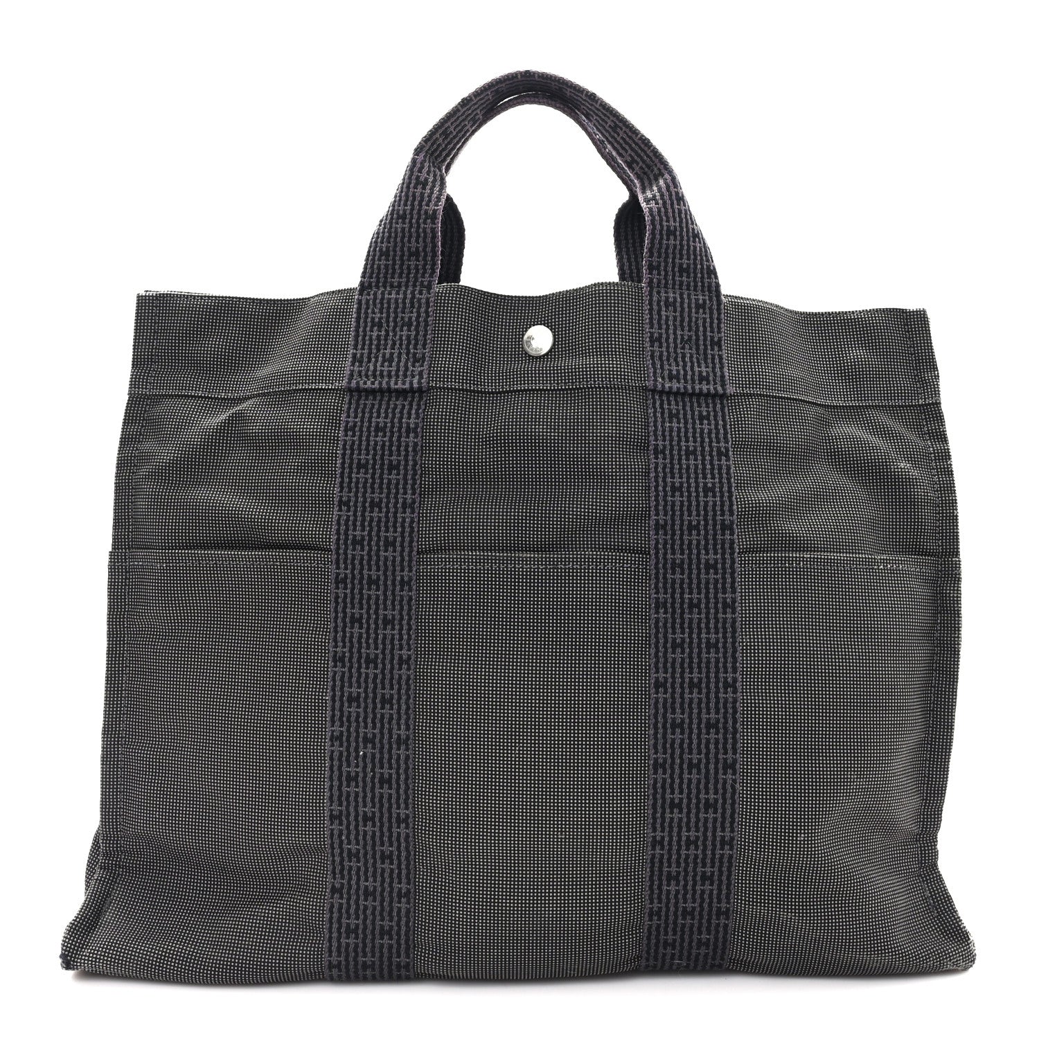 Hermes Canvas Herline MM Tote Grey 1 of 11