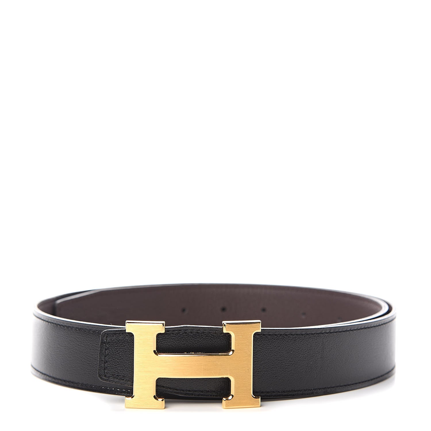 Hermes Box Togo 32mm Constance H Belt 85 Black Chocolate 1 of 7