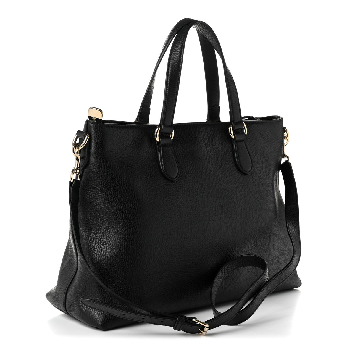 Gucci Pebbled Calfskin Convertible Bamboo Tassel Tote Black 3 of 10