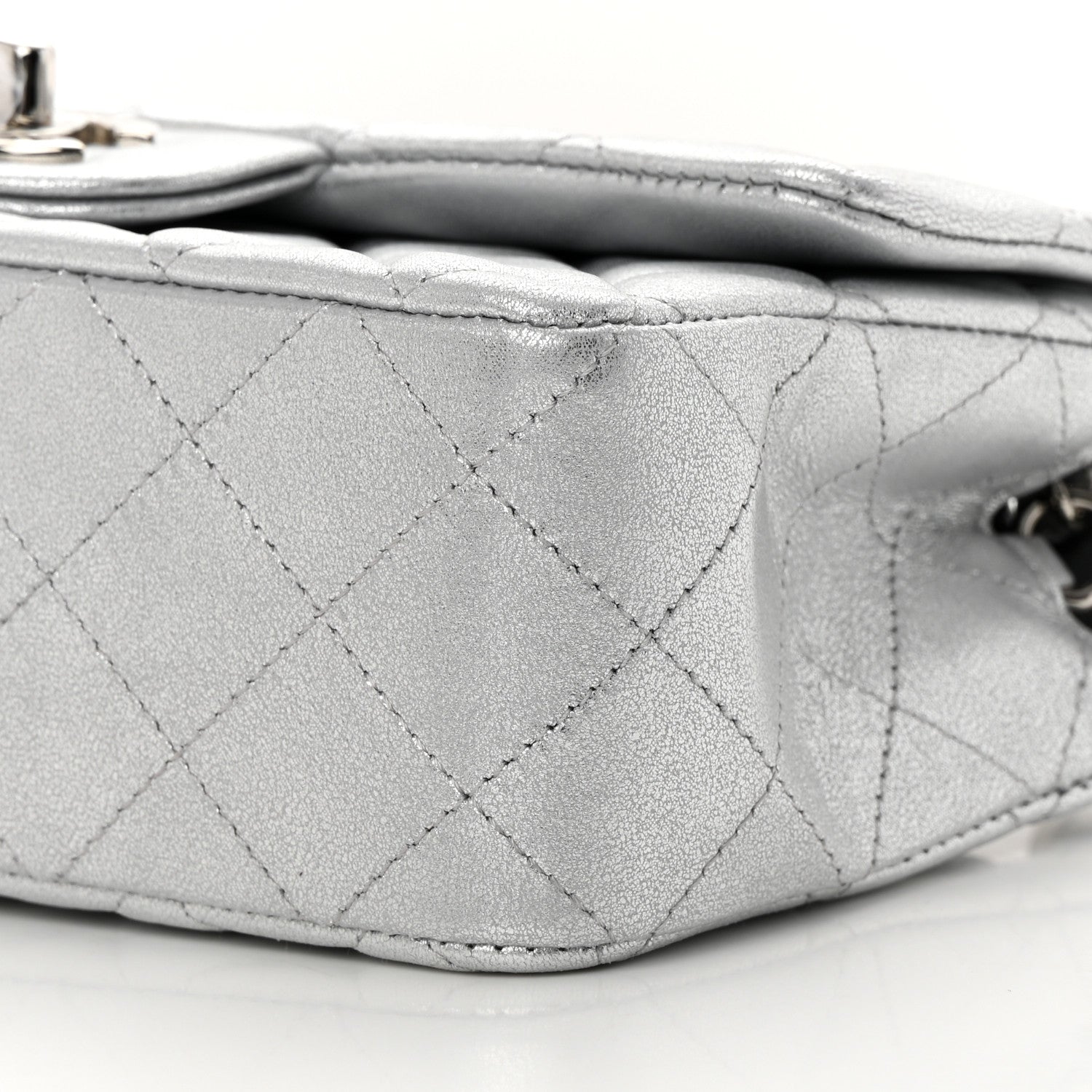 Chanel Metallic Lambskin Quilted Mini Rectangular Flap Silver 10 of 11