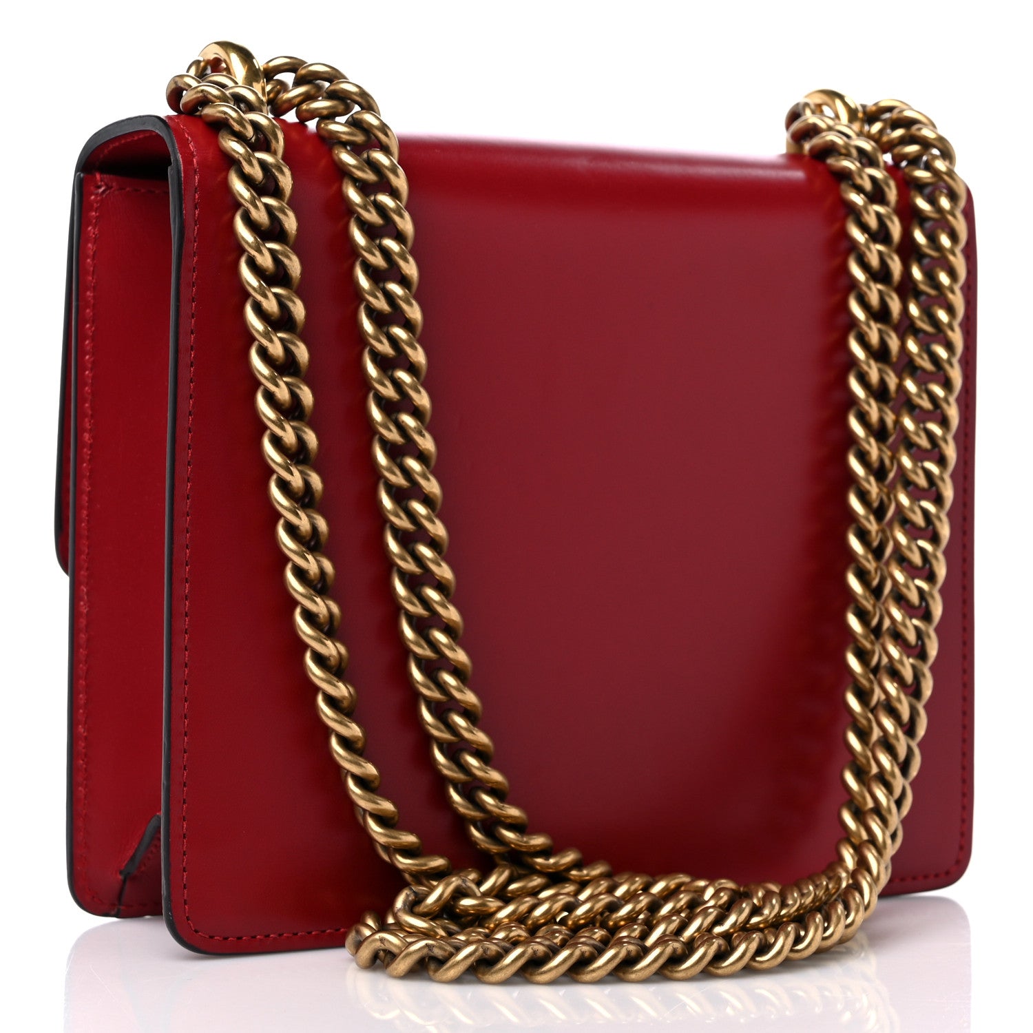 Gucci Knight Calfskin Small GG Marmont Chain Handle Bag Hibiscus Red 3 of 11