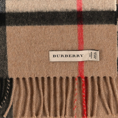 Burberry Cashmere House Check Fringe Scarf Camel 3 of 3