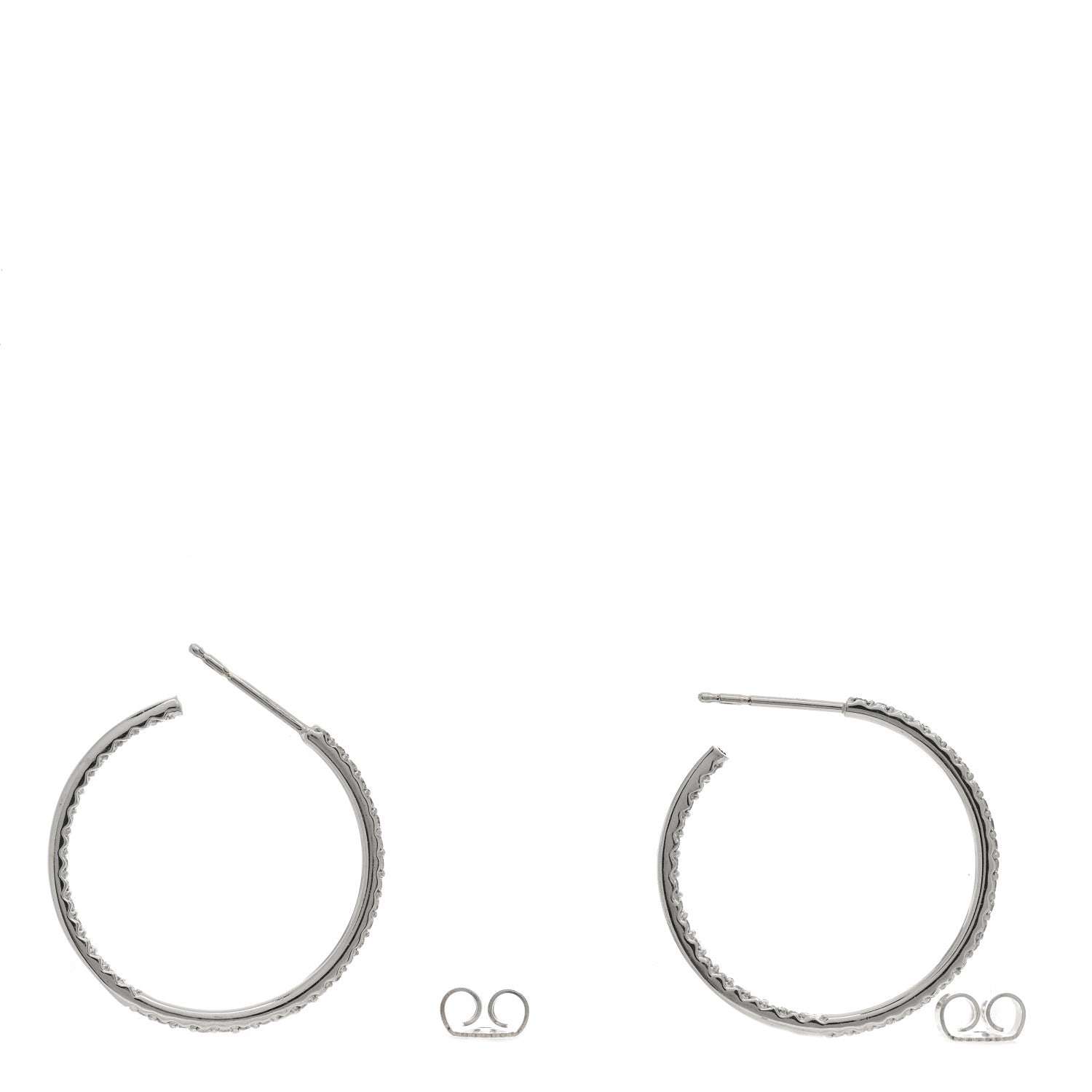 Roberto Coin 18K White Gold Diamond Medium Hoop Earrings 3 of 4