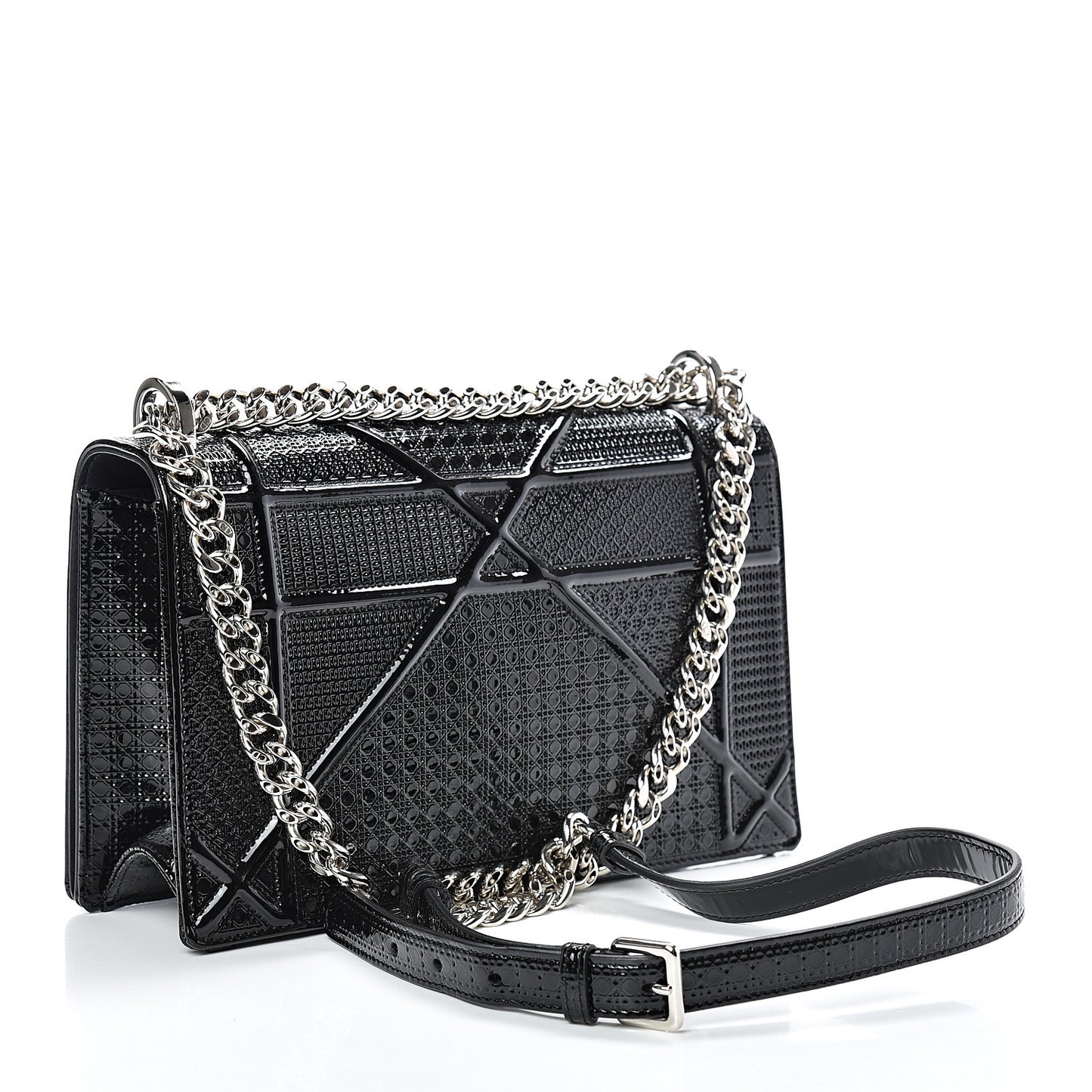 Patent Micro-Cannage Medium Diorama Flap Bag Black