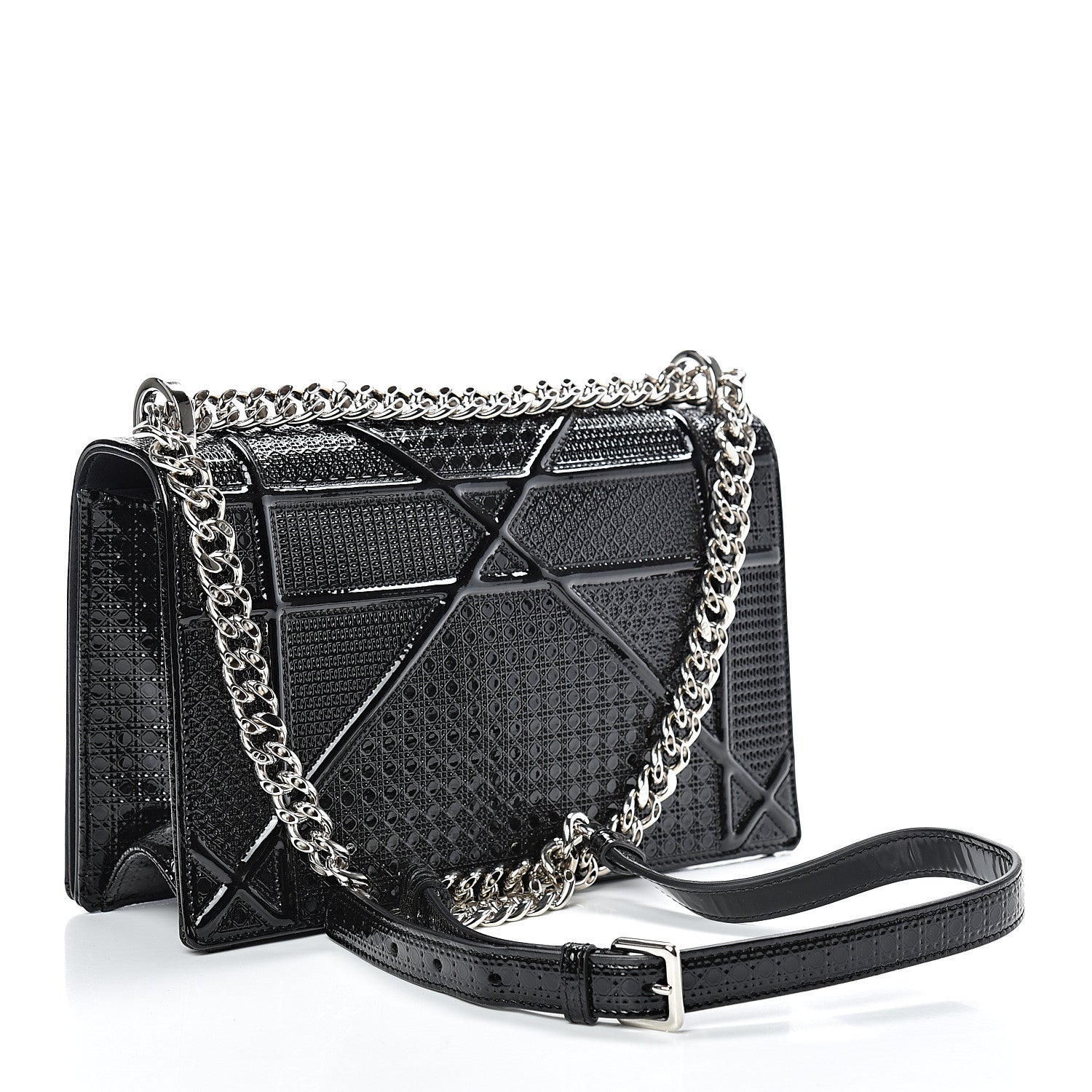 Christian Dior Patent Micro-Cannage Medium Diorama Flap Bag Black 2 of 13