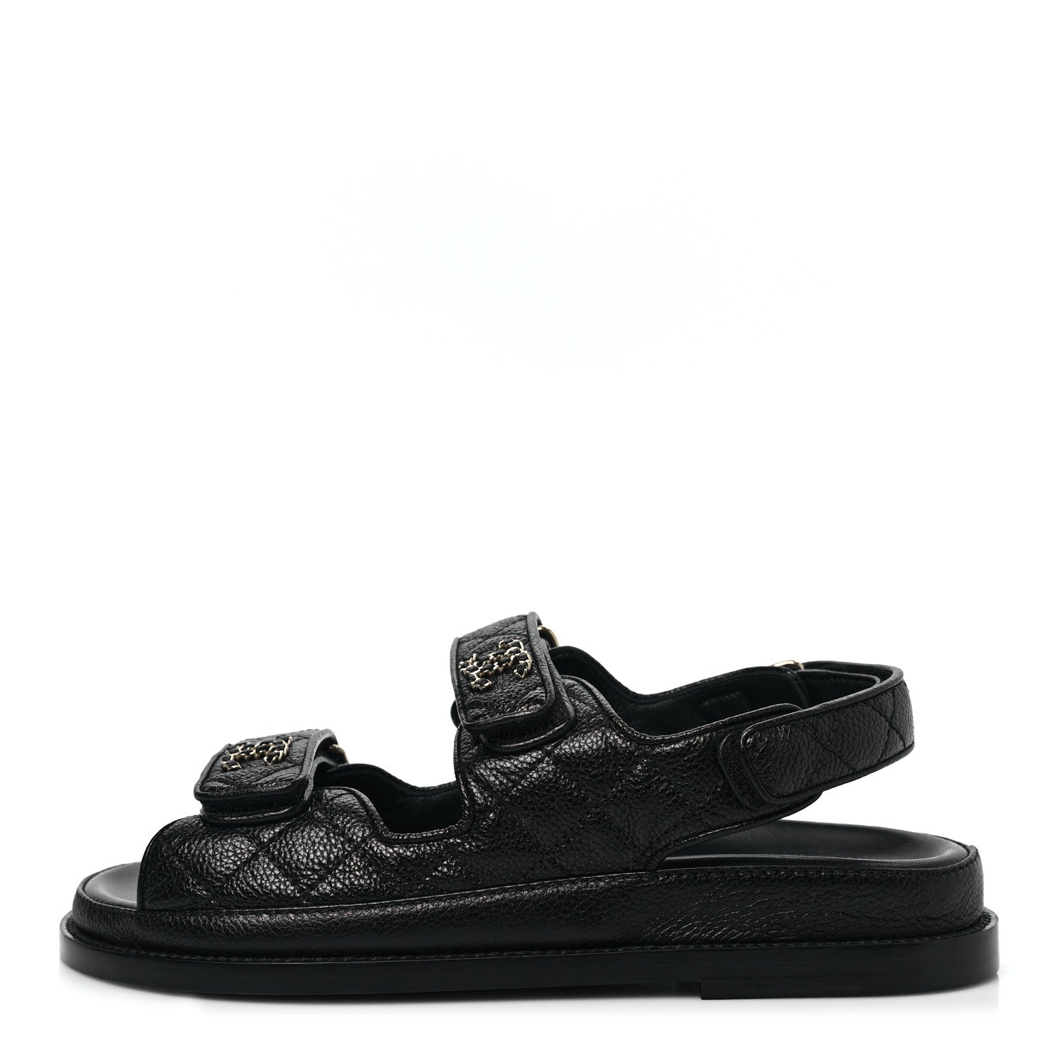 Chanel Grained Calfskin Velcro Dad Sandals 36 Black 1 of 9