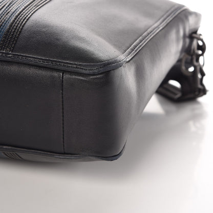 Bottega Veneta Calfskin Leggero Intrecciato Embroidered Briefcase Nero Black Blue 19 of 19