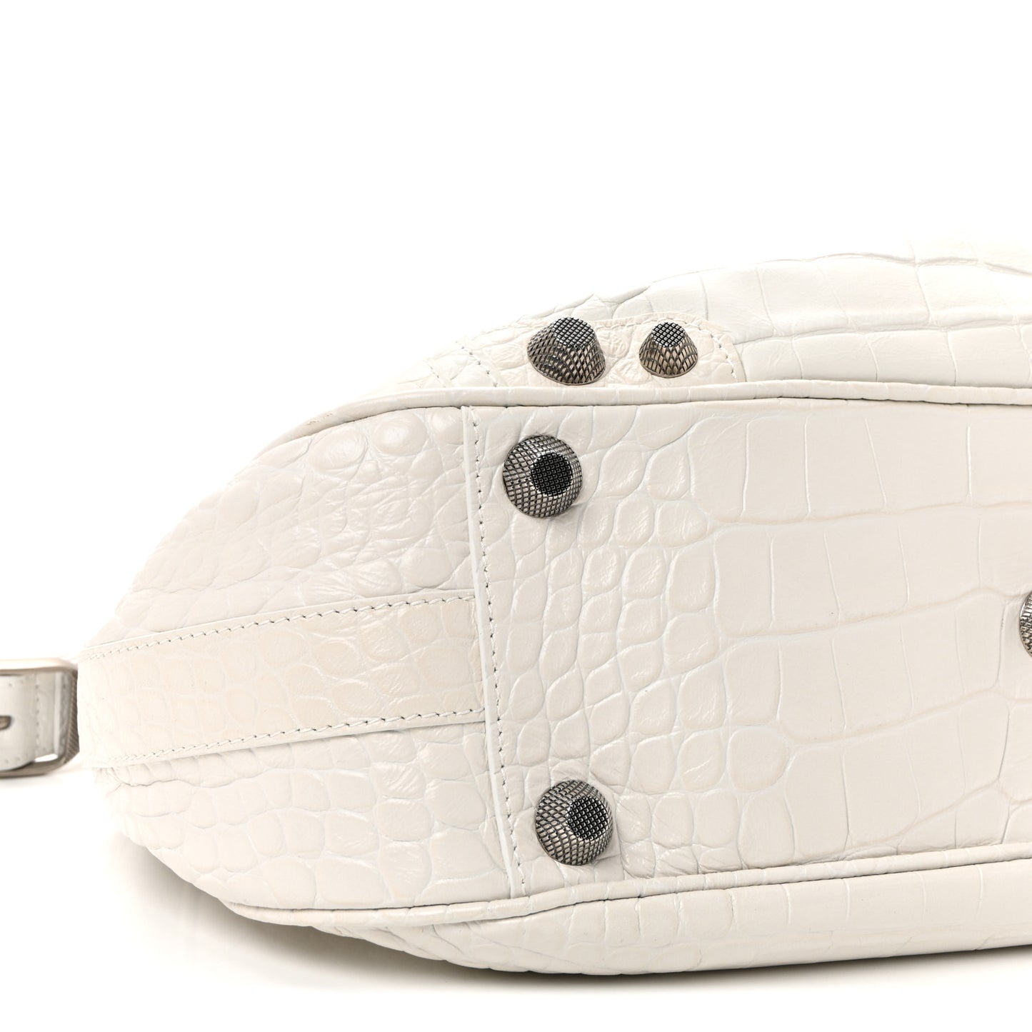 Extra Supple Calfskin Crocodile Embossed Medium Le Cagole Shoulder Bag White