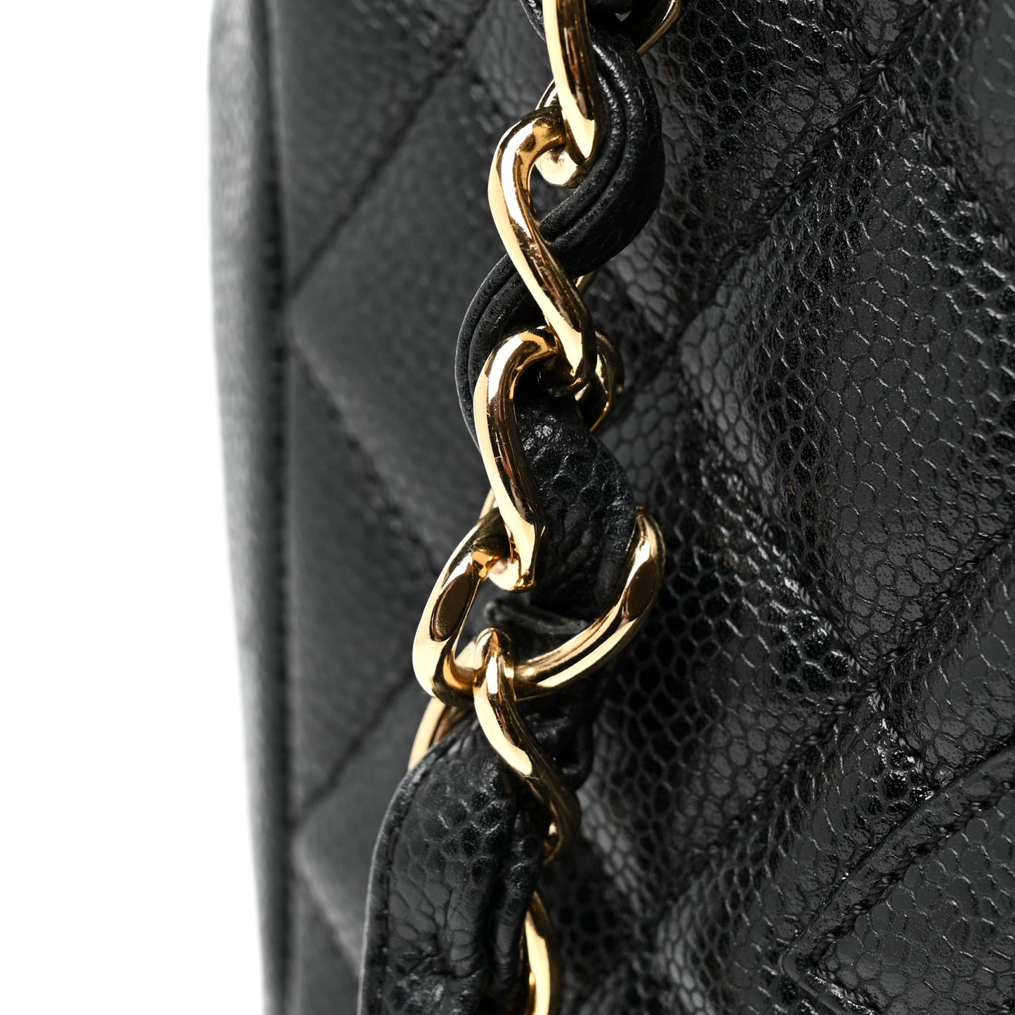 Caviar Quilted Petit Shopping Tote PST Black