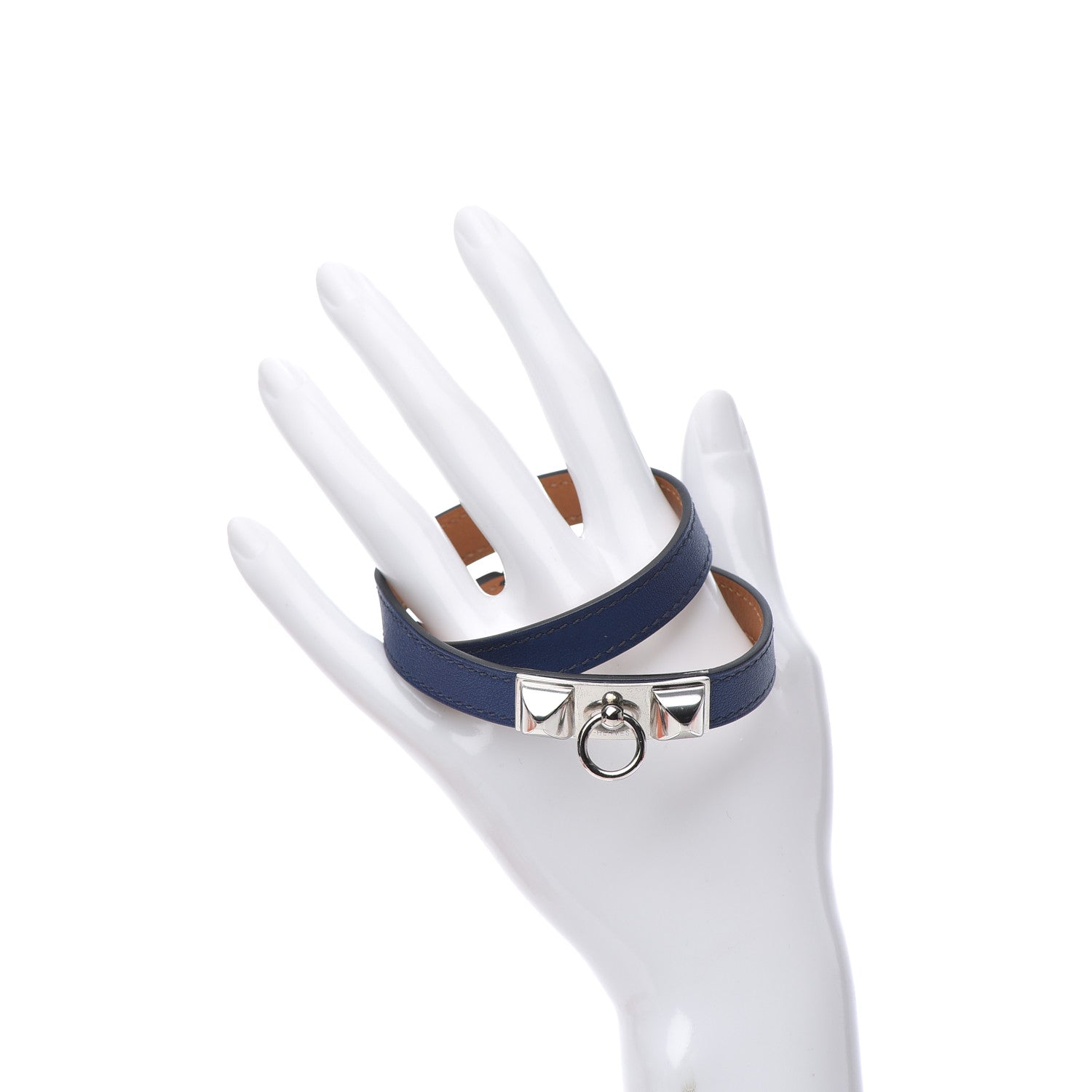Hermes Swift Rivale Double Tour Bracelet L Bleu Saphir 2 of 5