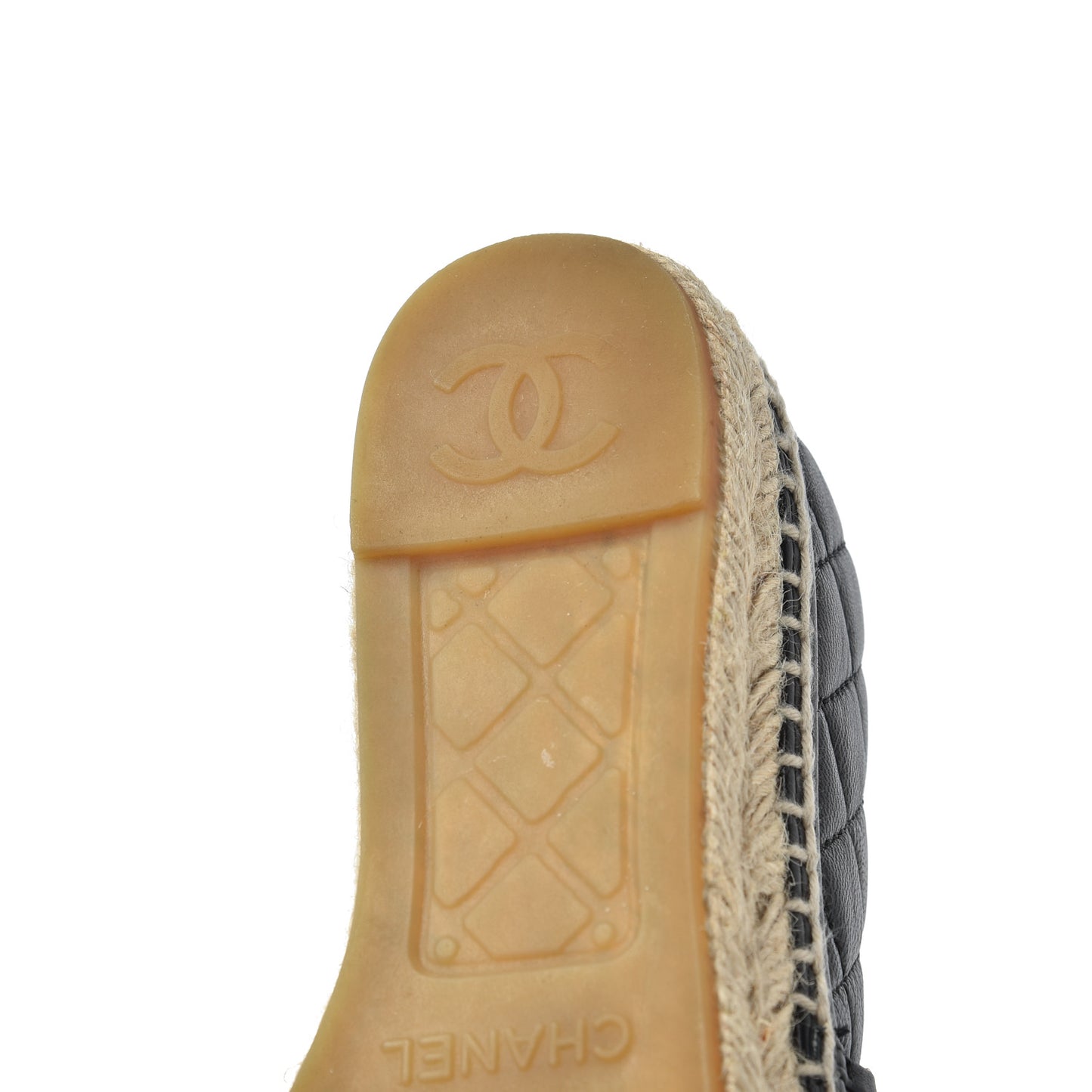 Lambskin Quilted CC Chain Espadrilles 36 Black