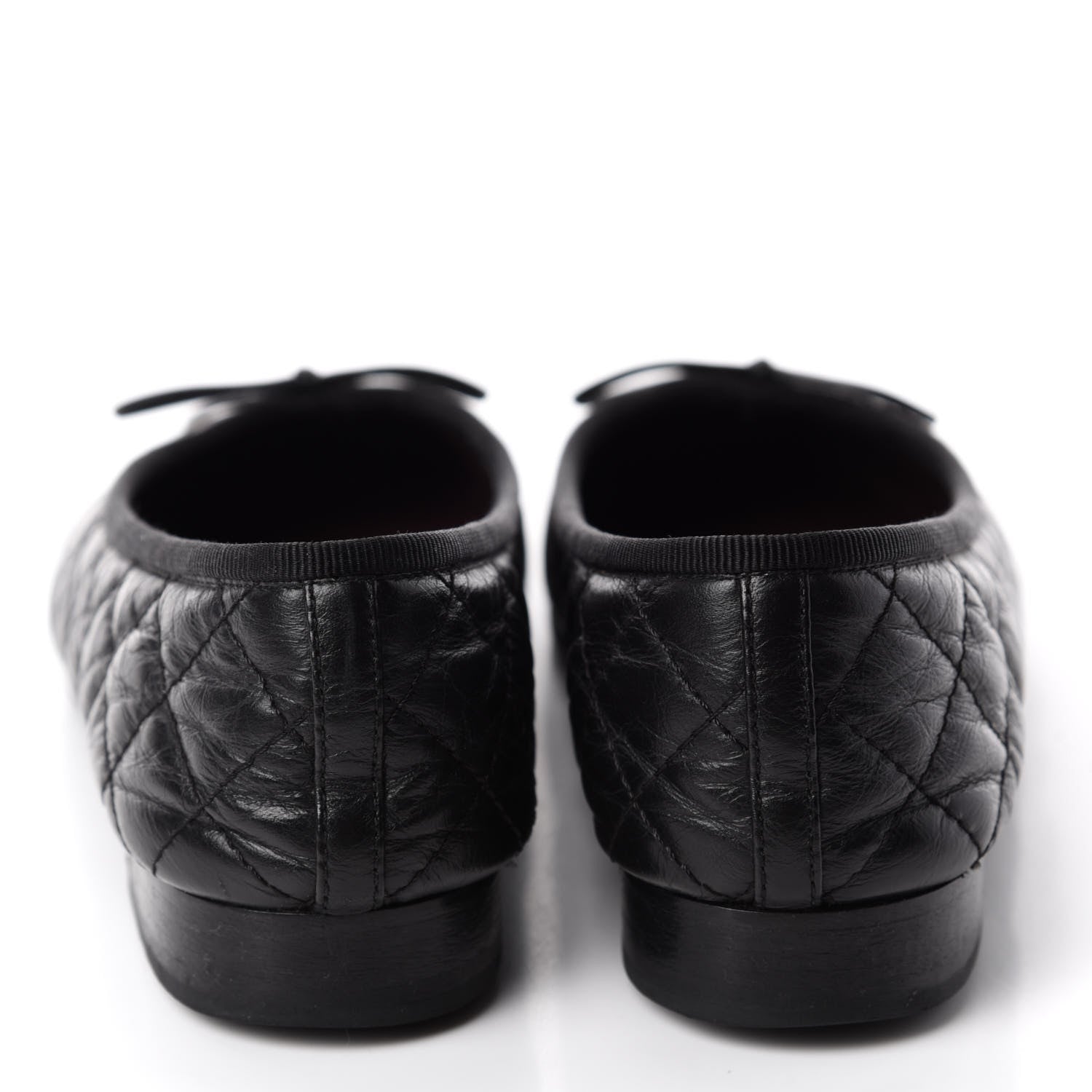 Chanel Aged Calfskin Quilted CC Cap Toe Ballerina Flats 35.5 Black 5 of 13